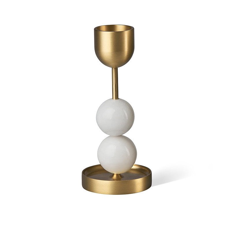 Fuldo Verdant Sphere Candle Holder Brushed Brass Accent Mid-century Interior-Neutral Decor