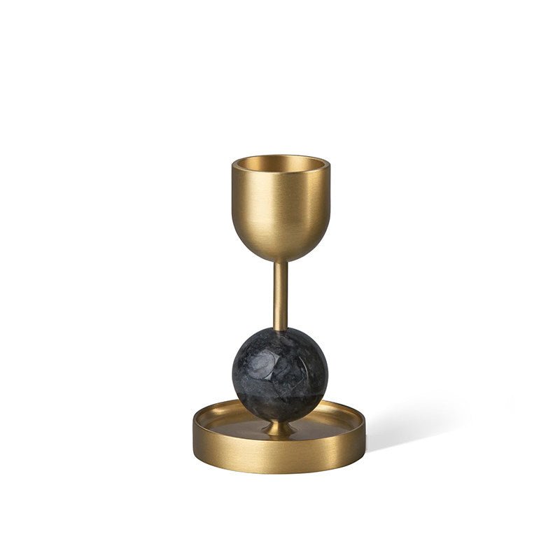 Fuldo Verdant Sphere Candle Holder Brushed Brass Accent Mid-century Interior-Neutral Decor