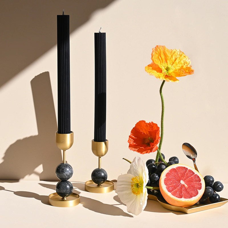 Fuldo Verdant Sphere Candle Holder Brushed Brass Accent Mid-century Interior-Neutral Decor