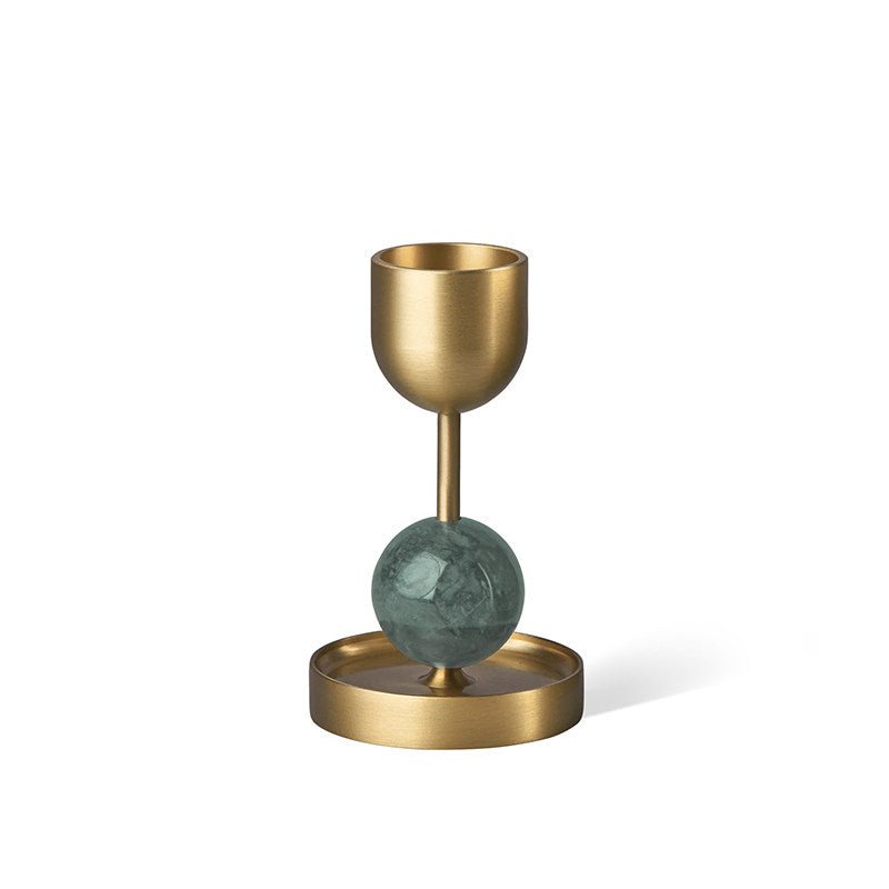 Fuldo Verdant Sphere Candle Holder Brushed Brass Accent Mid-century Interior-Neutral Decor