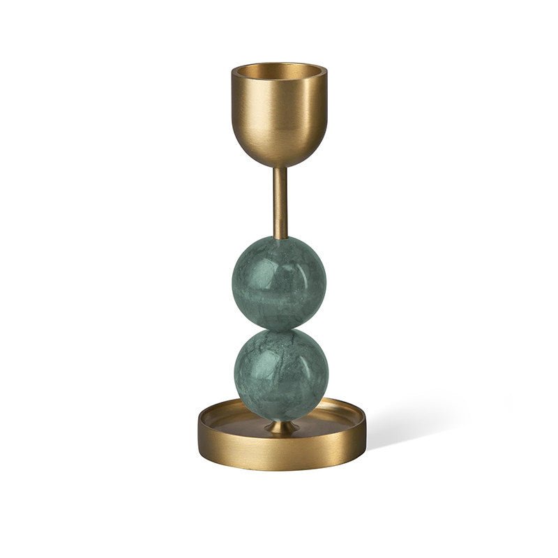 Fuldo Verdant Sphere Candle Holder Brushed Brass Accent Mid-century Interior-Neutral Decor