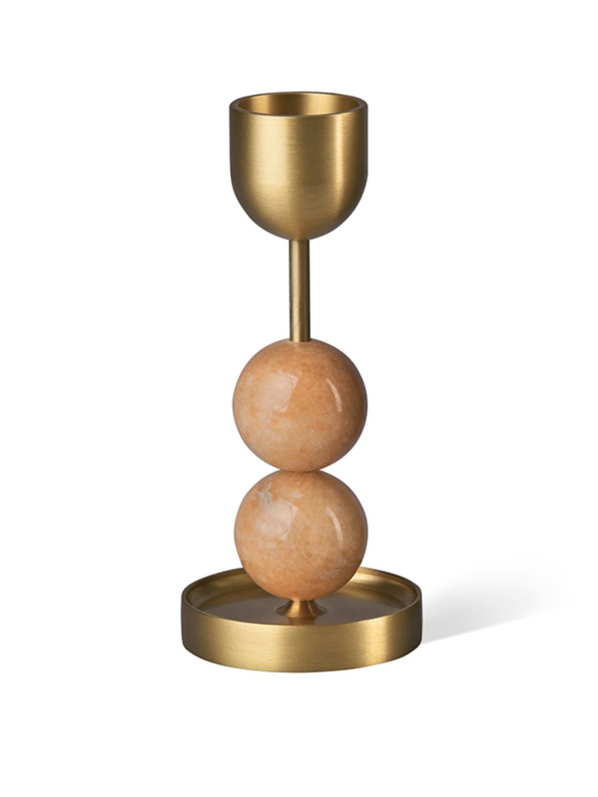 Fuldo Verdant Sphere Candle Holder Brushed Brass Accent Mid-century Interior-Neutral Decor
