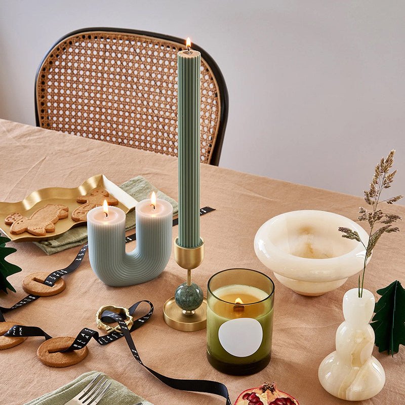 Fuldo Verdant Sphere Candle Holder Brushed Brass Accent Mid-century Interior-Neutral Decor