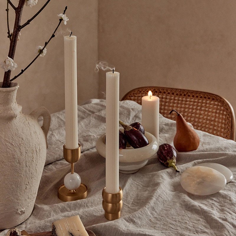 Fuldo Verdant Sphere Candle Holder Brushed Brass Accent Mid-century Interior-Neutral Decor