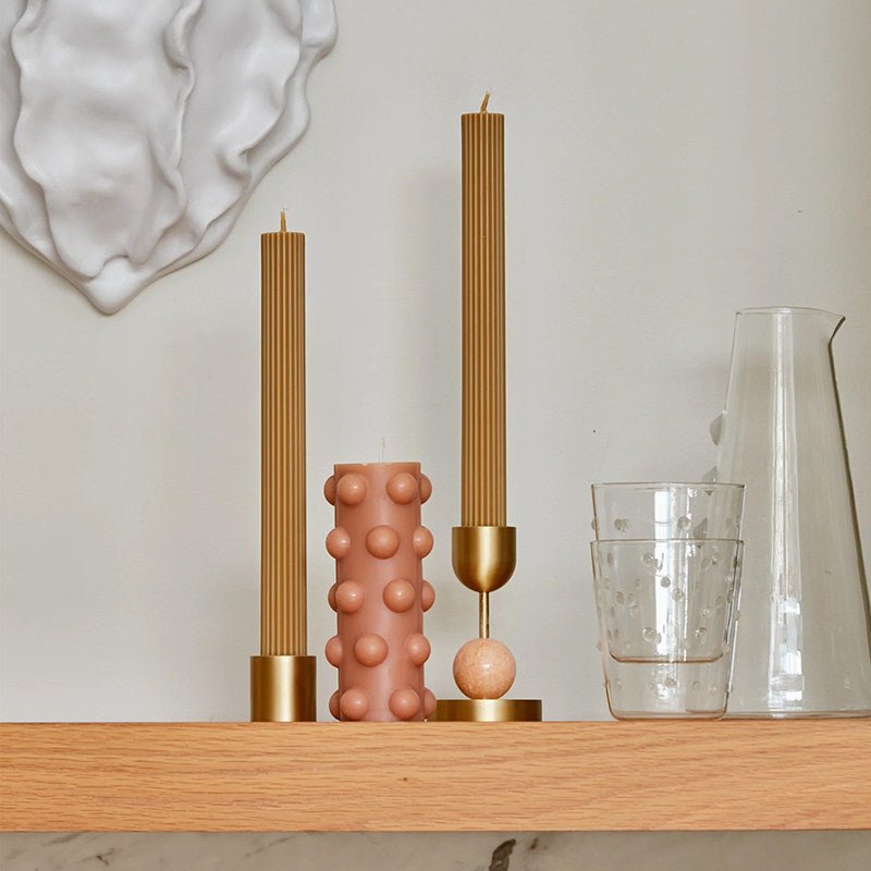 Fuldo Verdant Sphere Candle Holder Brushed Brass Accent Mid-century Interior-Neutral Decor