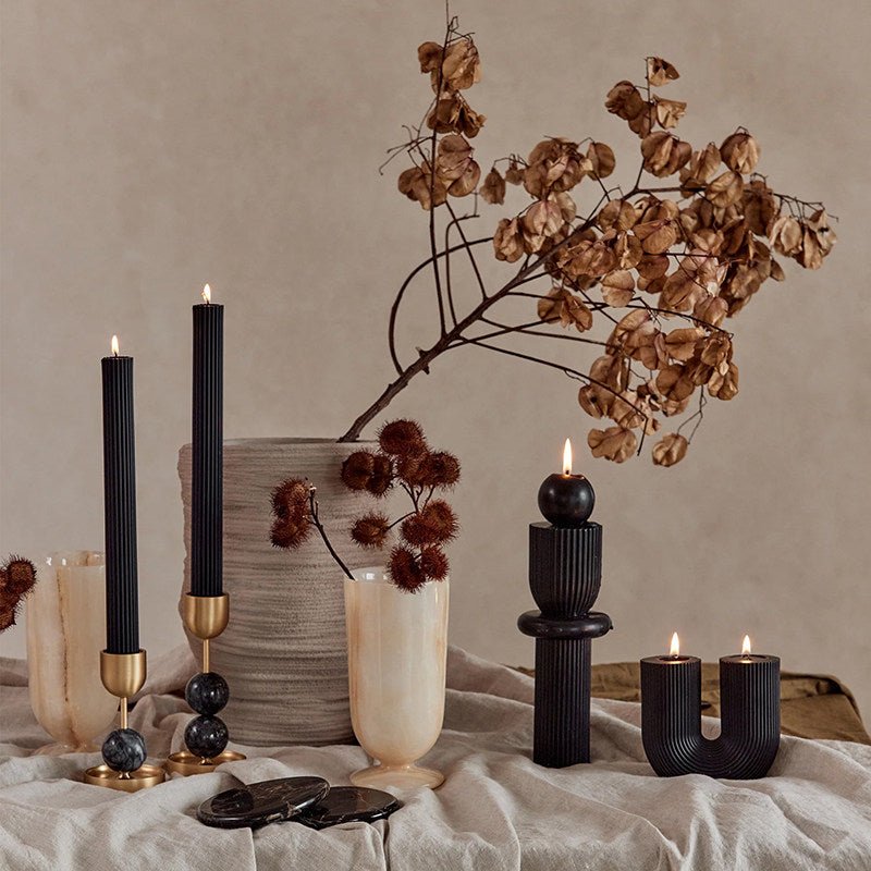 Fuldo Verdant Sphere Candle Holder Brushed Brass Accent Mid-century Interior-Neutral Decor