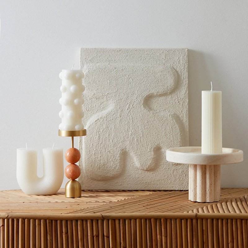 Fuldo Verdant Sphere Candle Holder Brushed Brass Accent Mid-century Interior-Neutral Decor