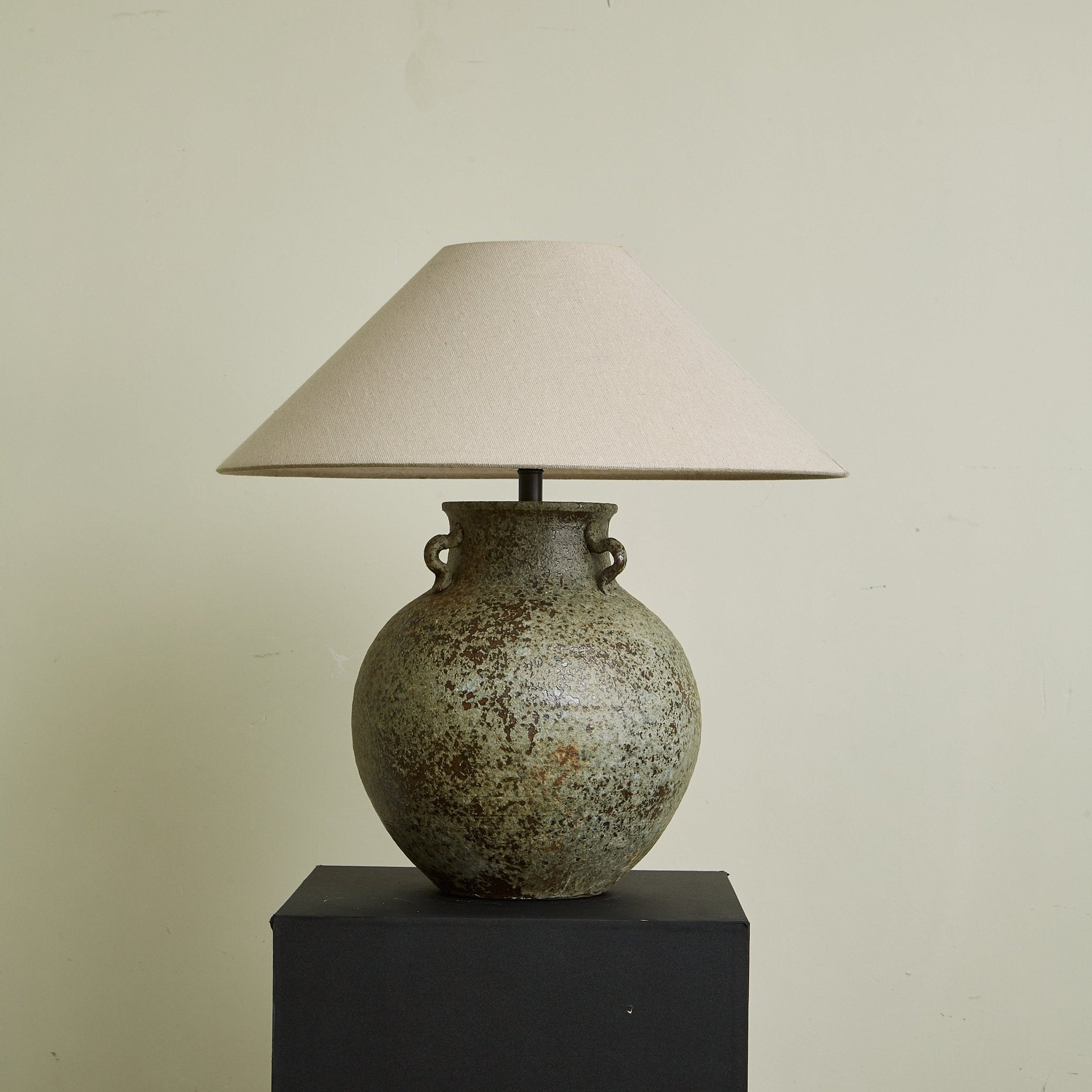 Doria Verdigris Handle Table Lamp-Neutral Decor