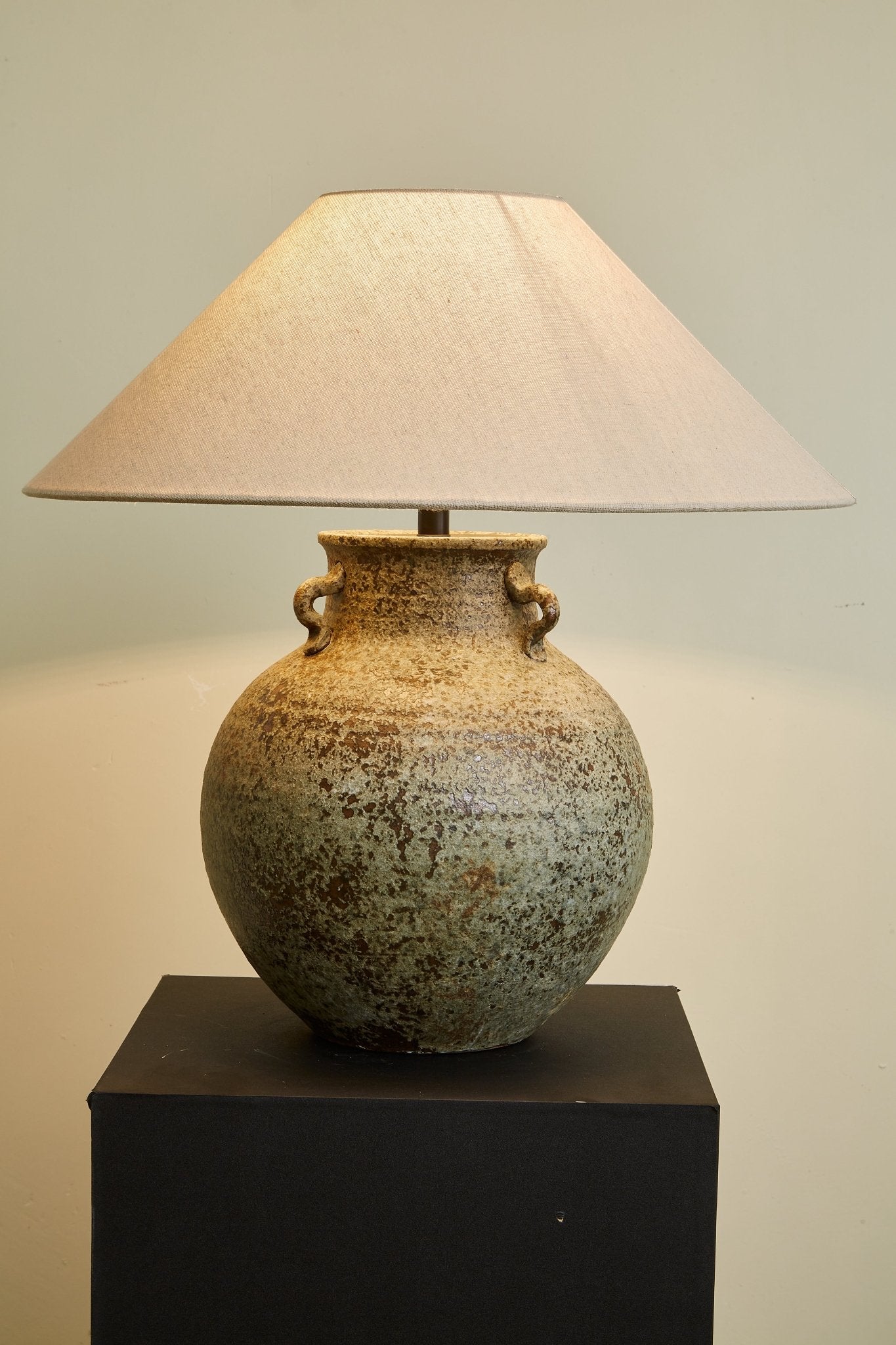 Doria Verdigris Handle Table Lamp-Neutral Decor