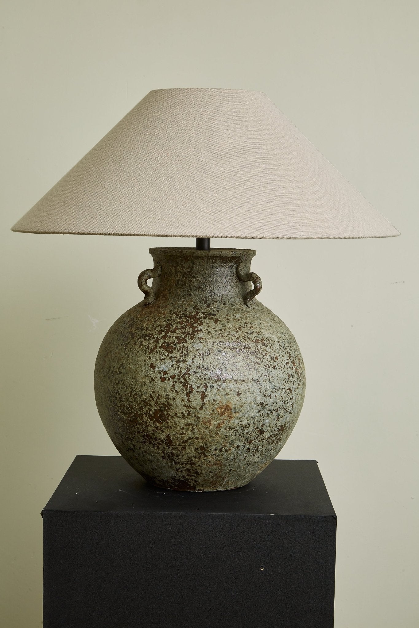 Doria Verdigris Handle Table Lamp-Neutral Decor