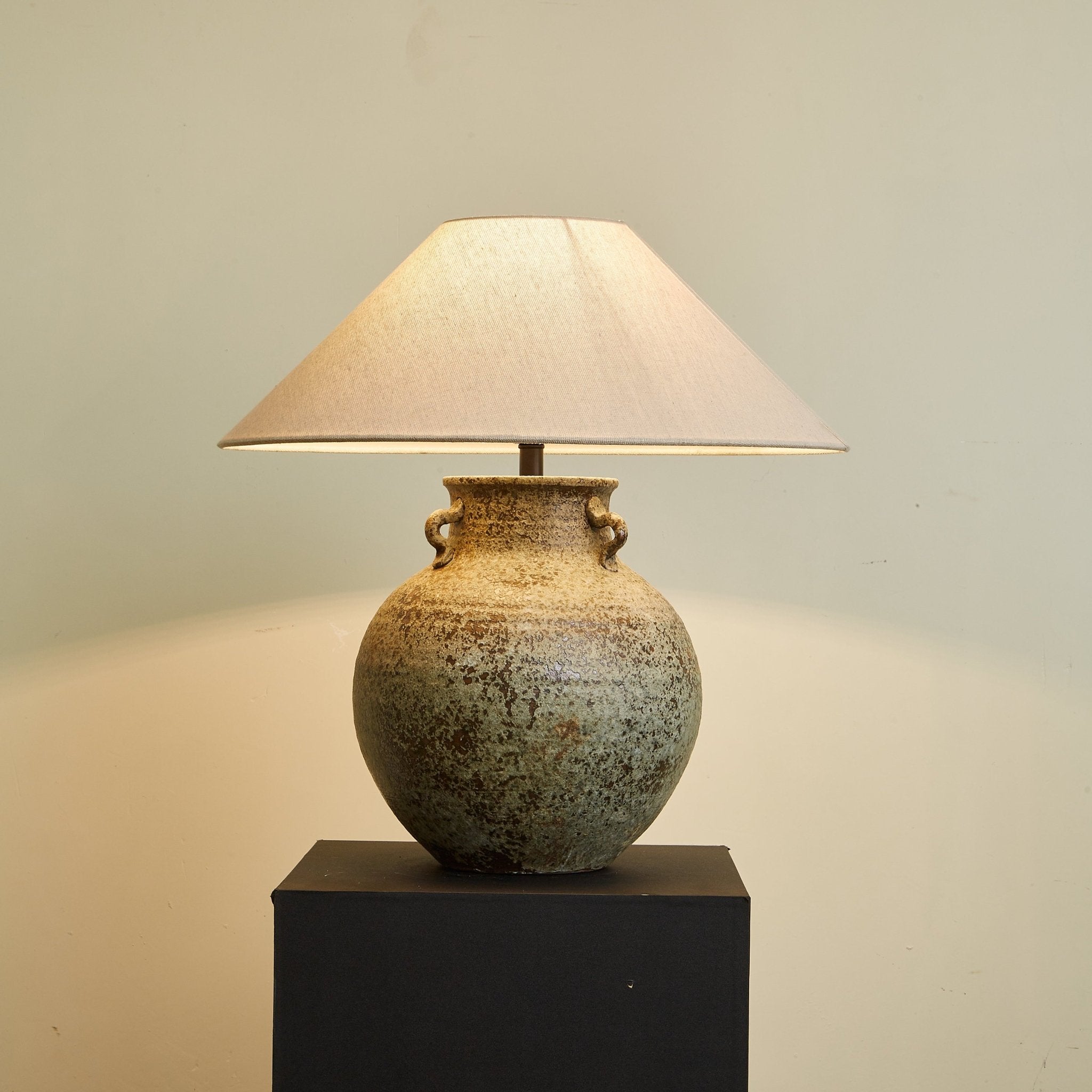 Doria Verdigris Handle Table Lamp-Neutral Decor