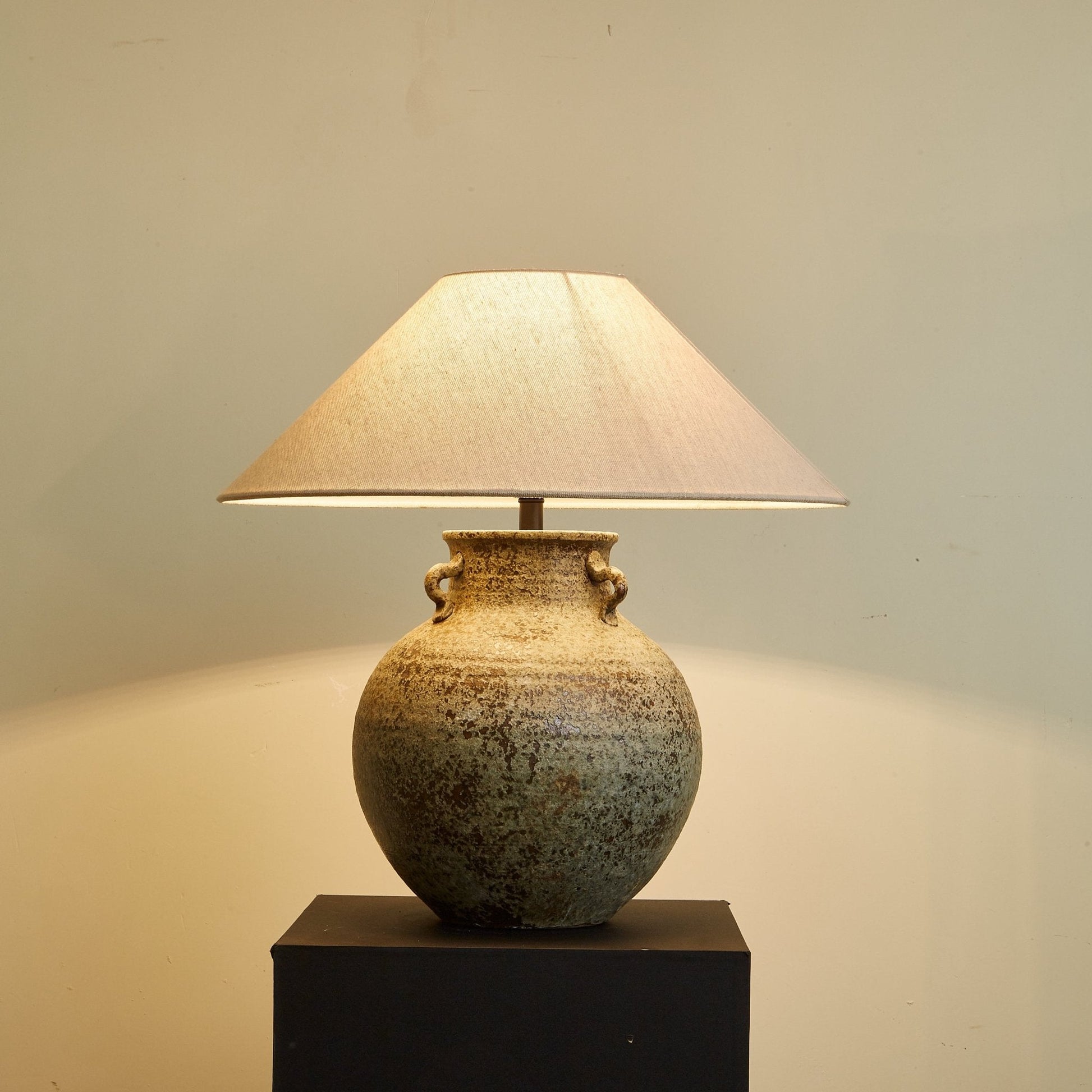 Doria Verdigris Handle Table Lamp-Neutral Decor