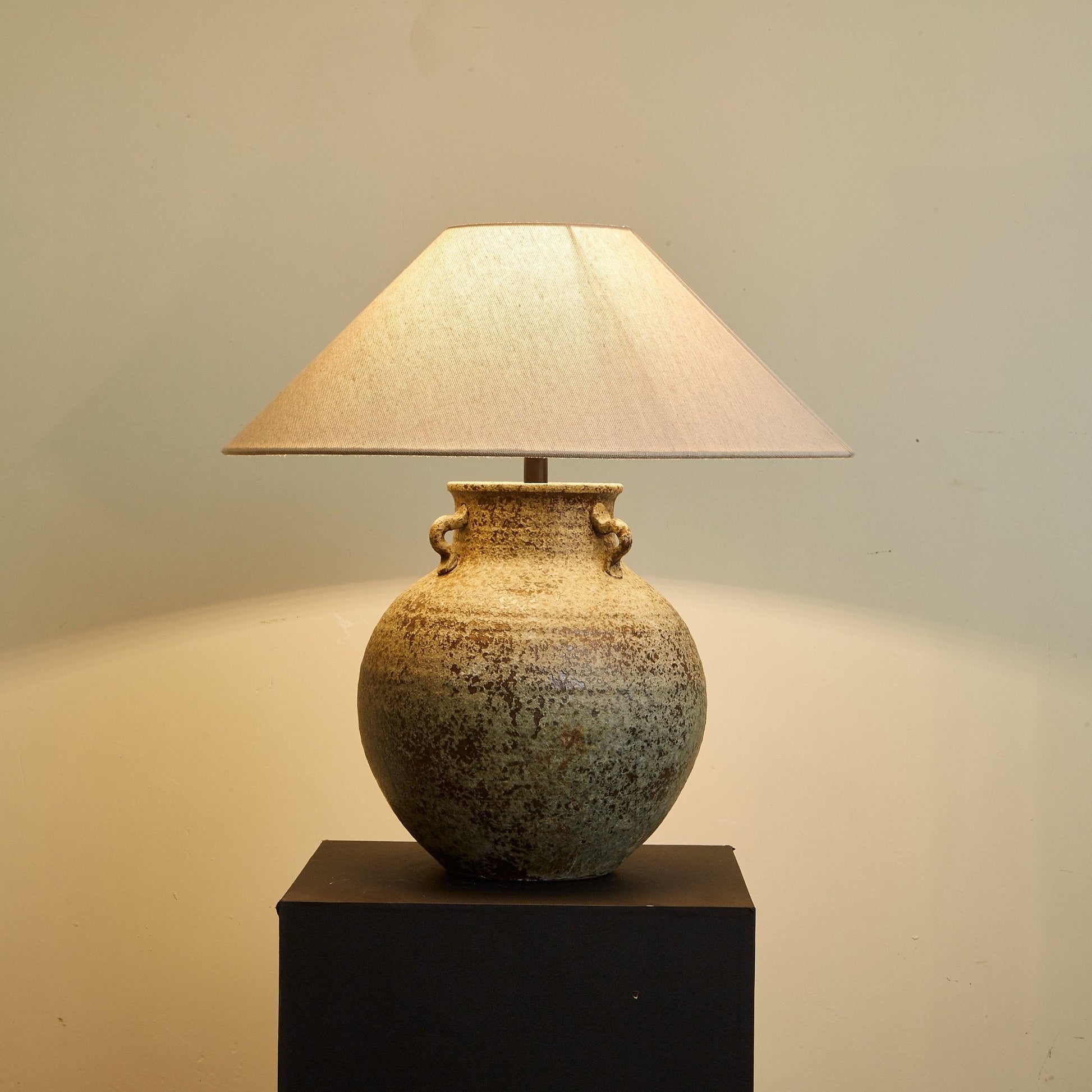 Doria Verdigris Handle Table Lamp-Neutral Decor