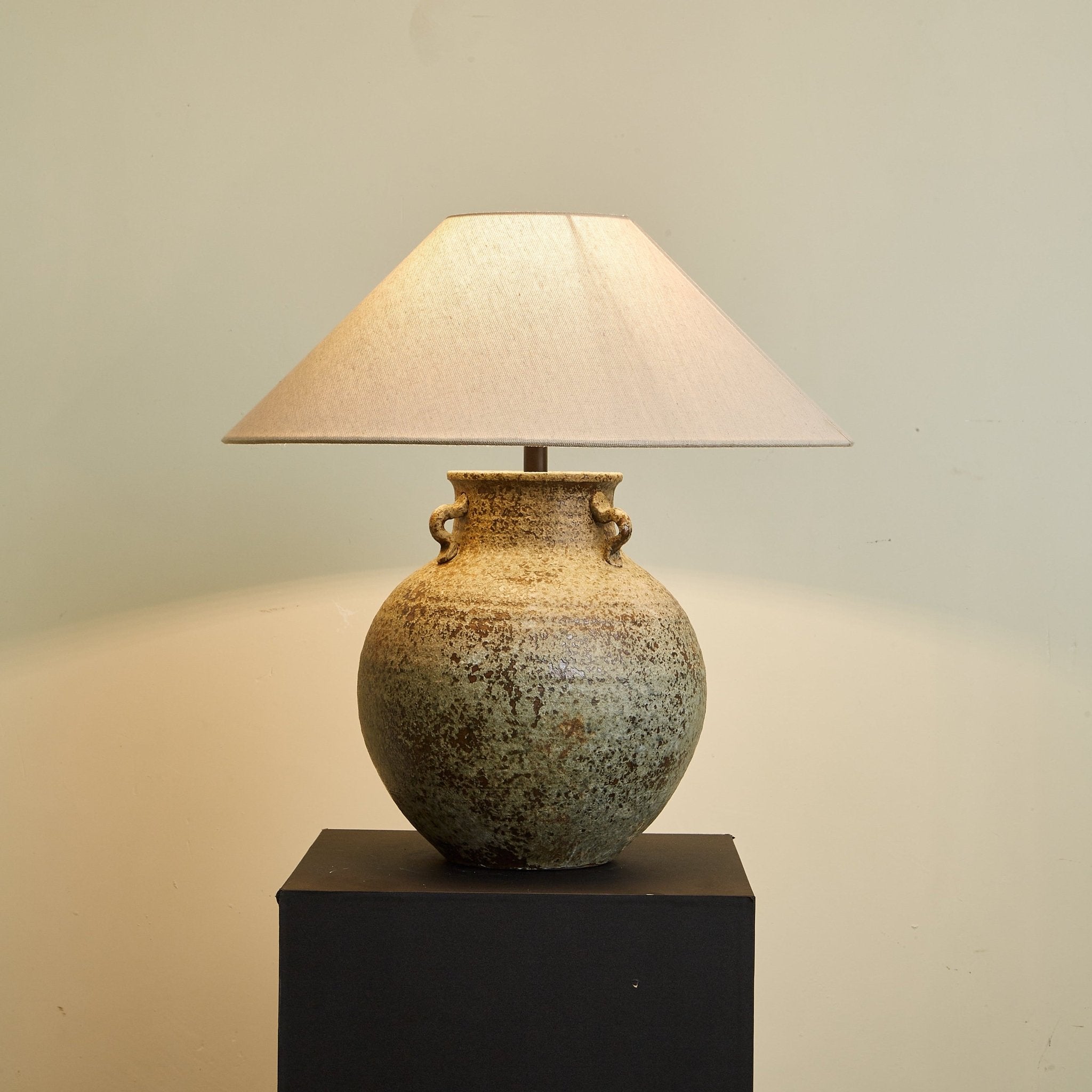 Doria Verdigris Handle Table Lamp-Neutral Decor
