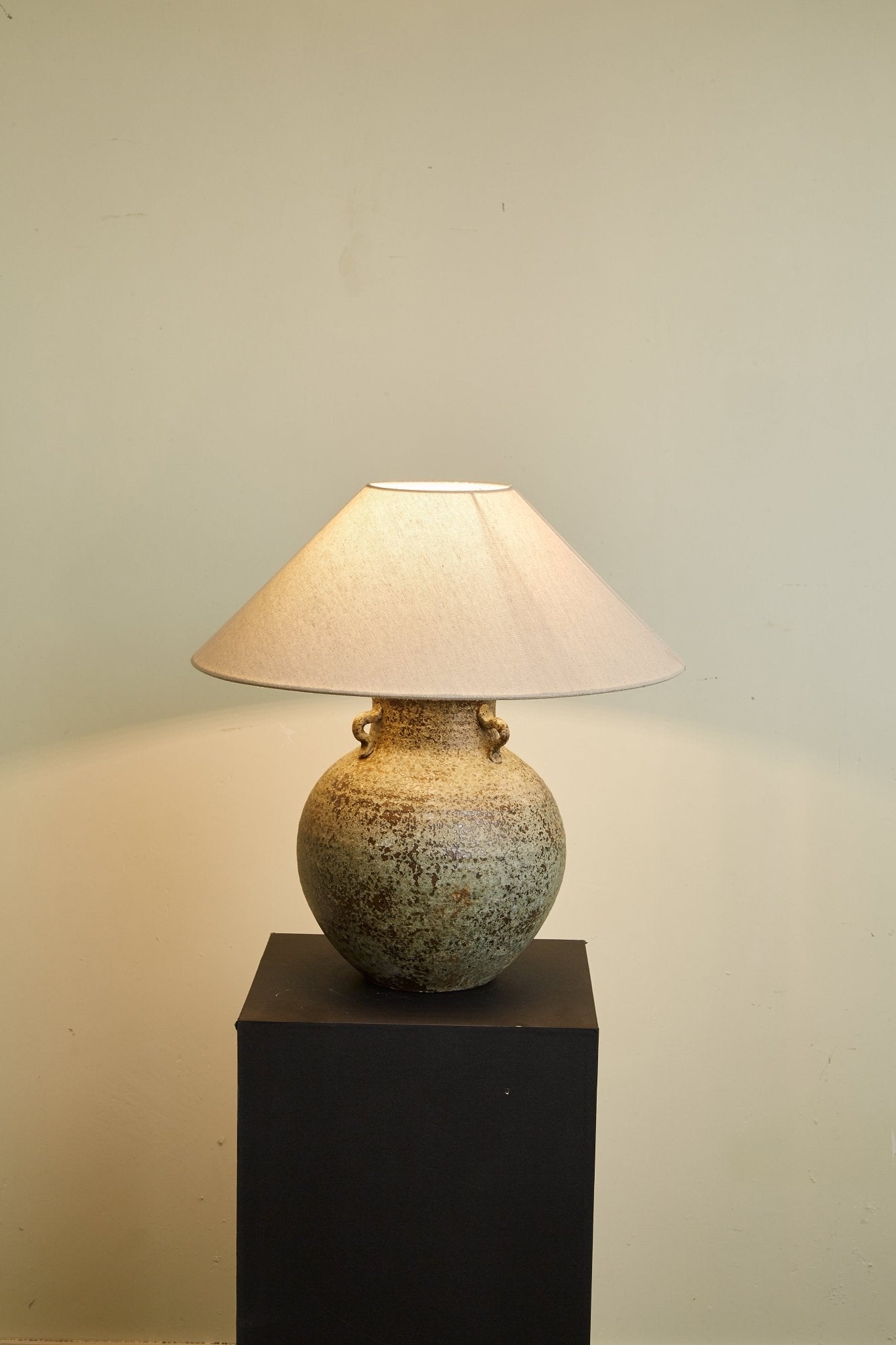 Doria Verdigris Handle Table Lamp-Neutral Decor