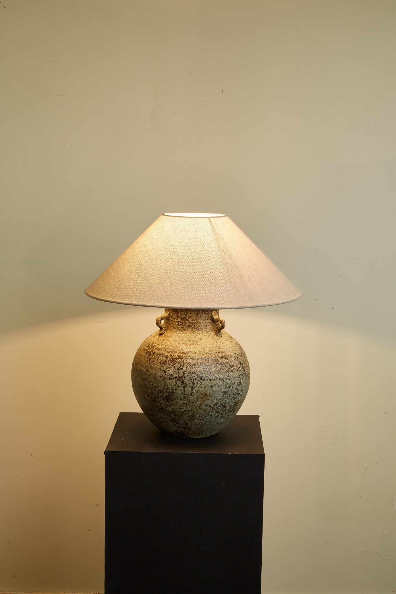 Doria Verdigris Handle Table Lamp-Neutral Decor