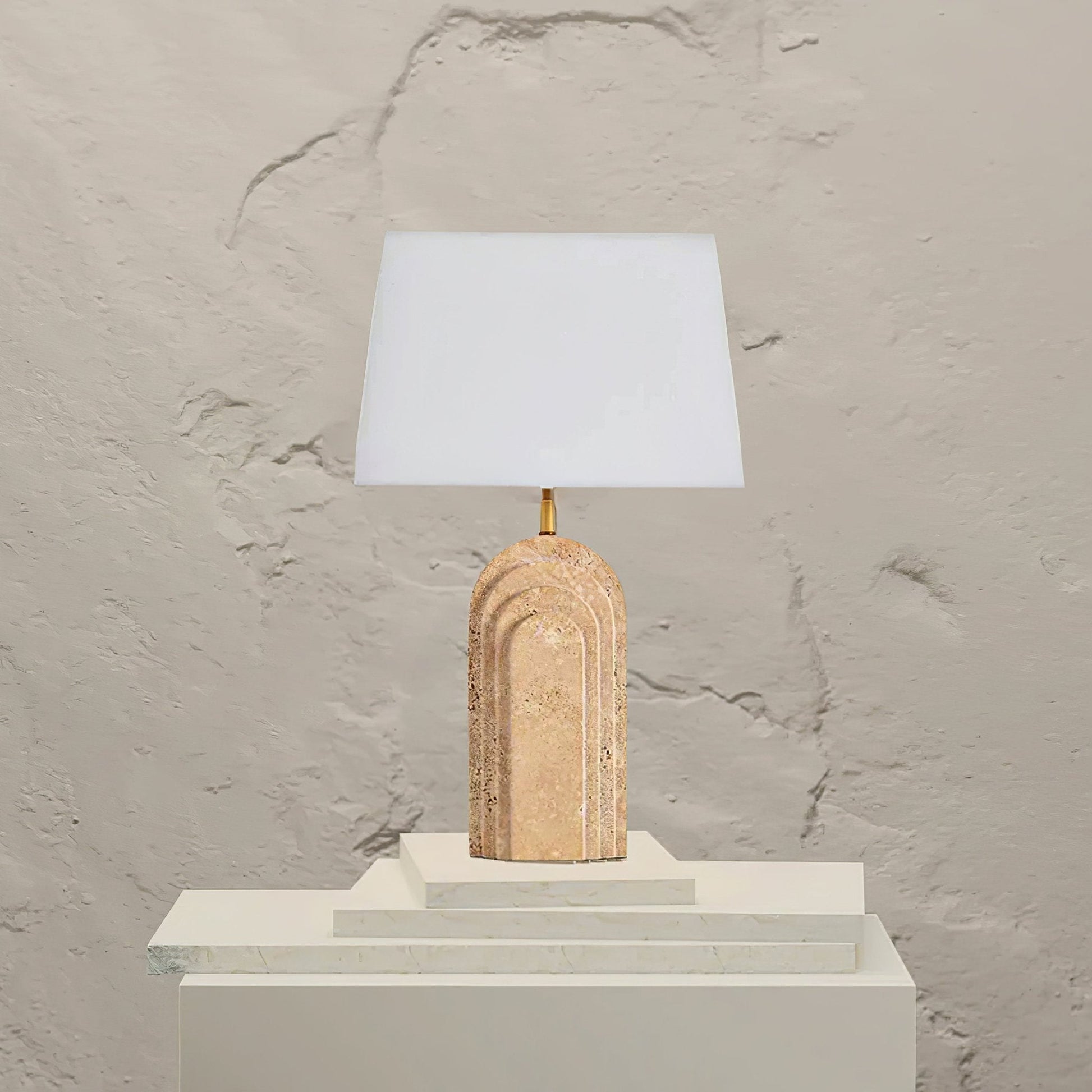 Livia Travertine Table Lamp-Neutral Decor