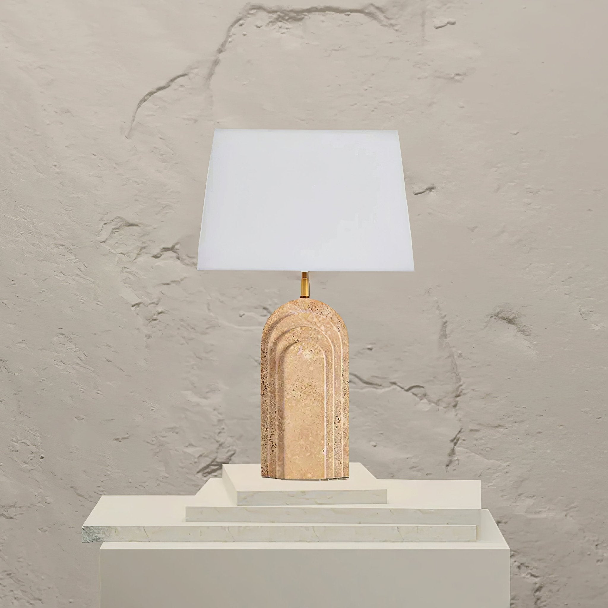 Livia Travertine Table Lamp-Neutral Decor
