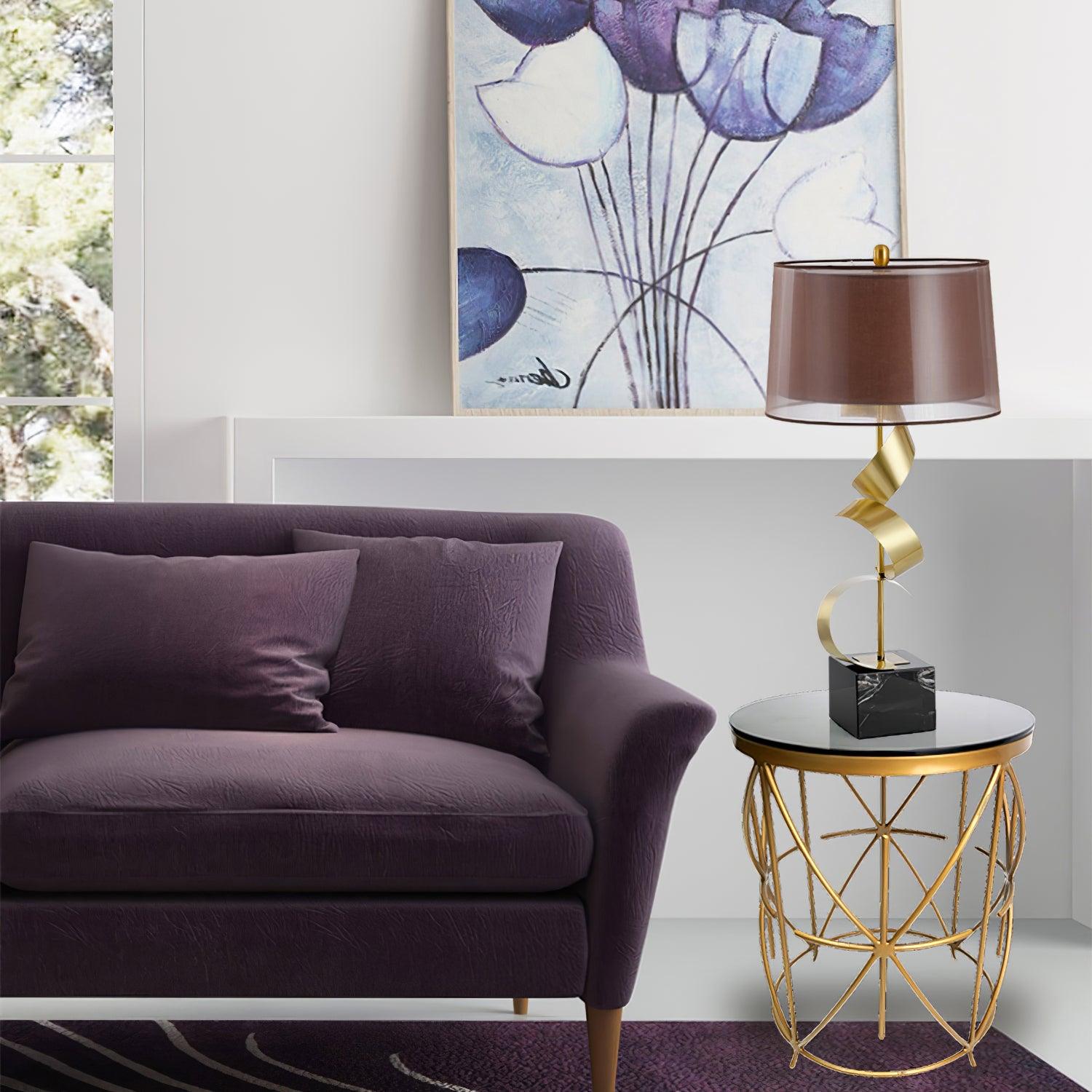 Seraph Luxe Fabric Table Lamp-Neutral Decor