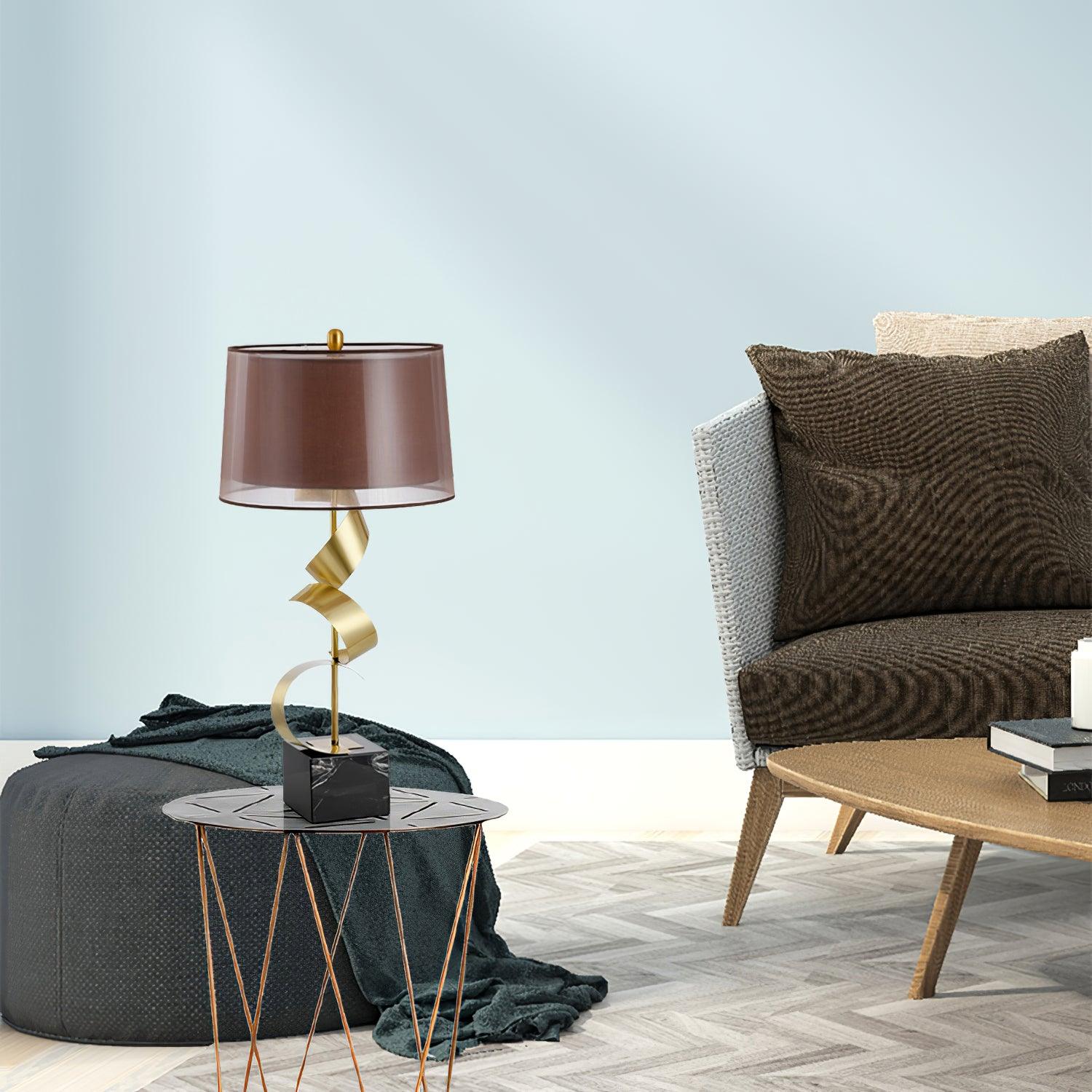 Seraph Luxe Fabric Table Lamp-Neutral Decor