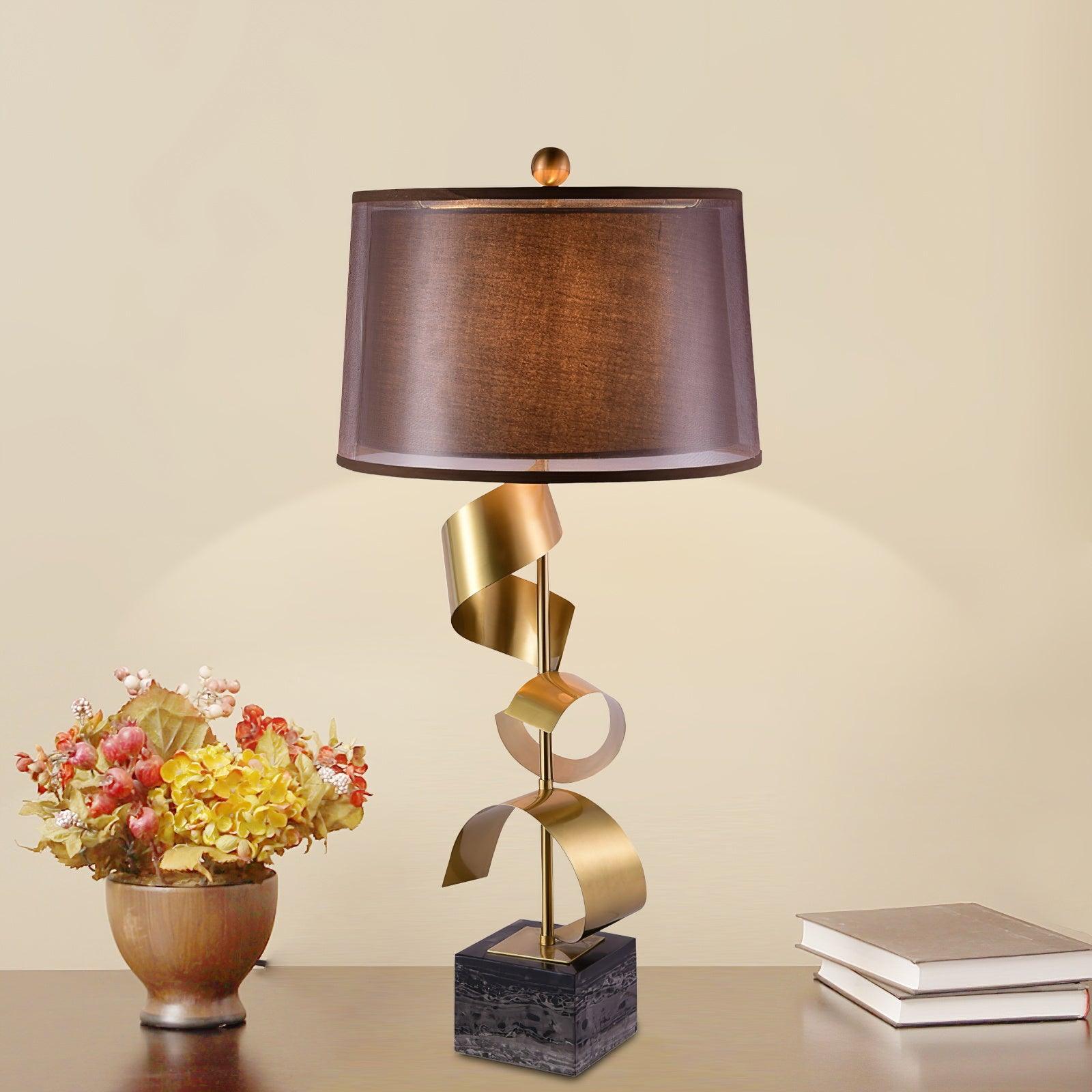 Seraph Luxe Fabric Table Lamp-Neutral Decor