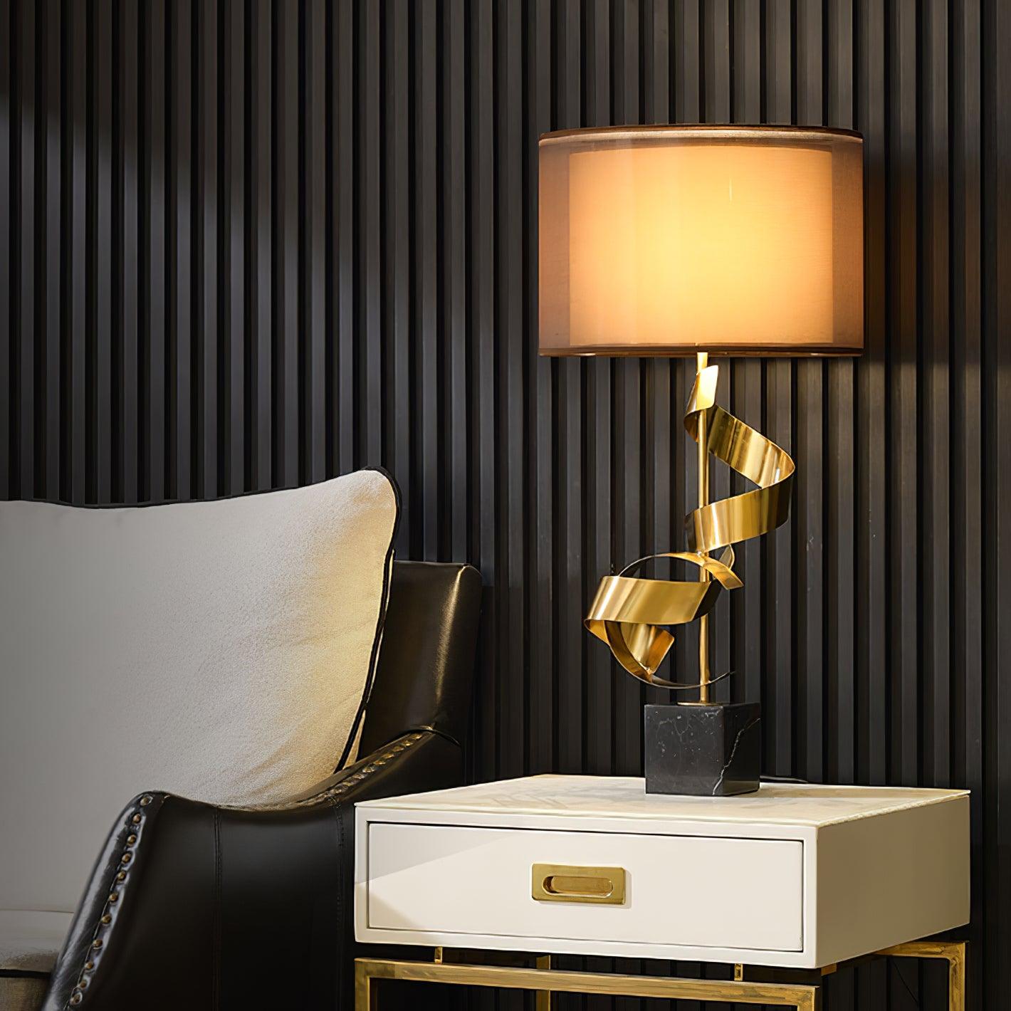 Seraph Luxe Fabric Table Lamp-Neutral Decor