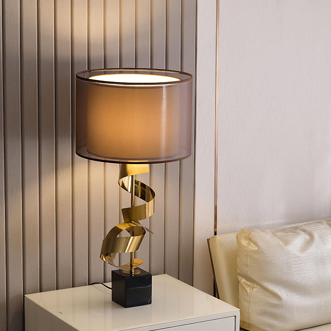 Seraph Luxe Fabric Table Lamp-Neutral Decor
