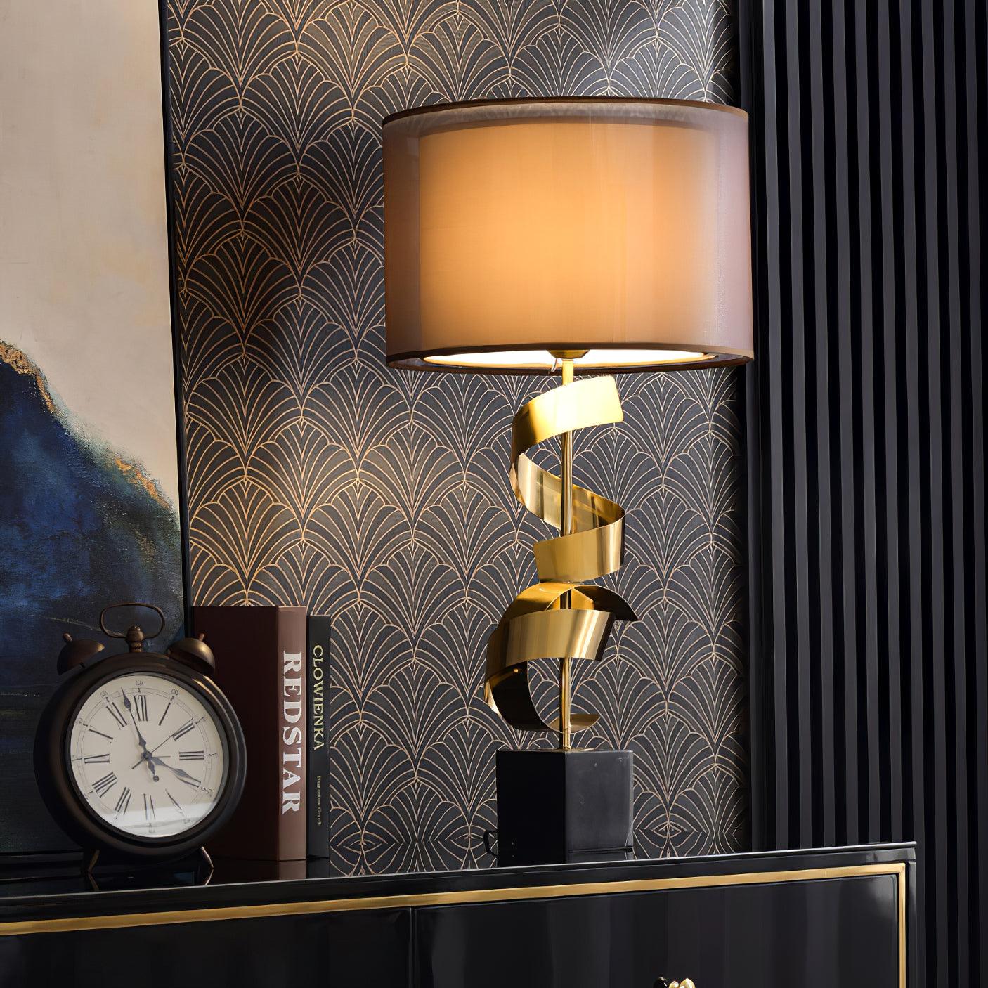Seraph Luxe Fabric Table Lamp-Neutral Decor