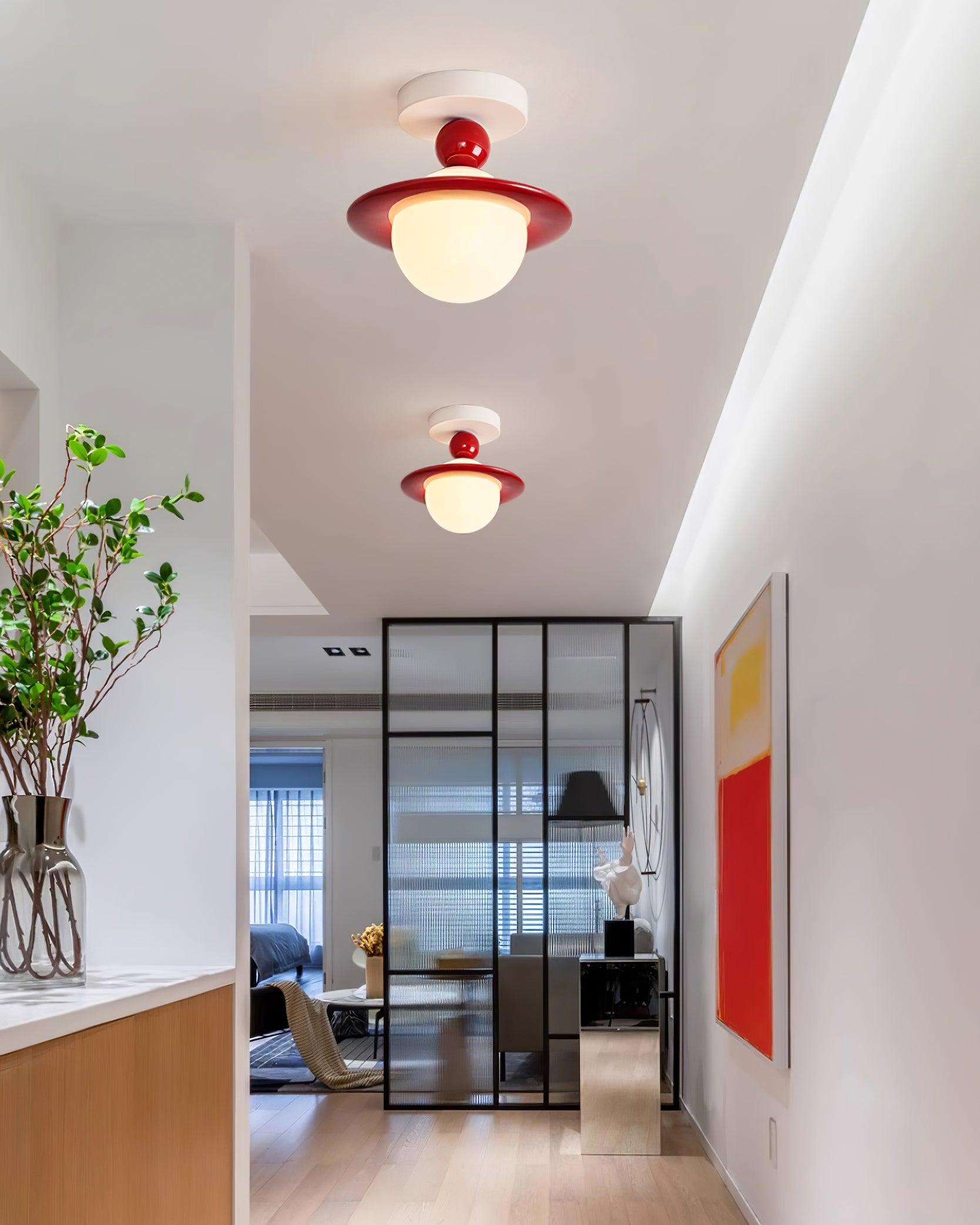 Selvian Ceiling Light Red and White Sputnik Retro-Neutral Decor