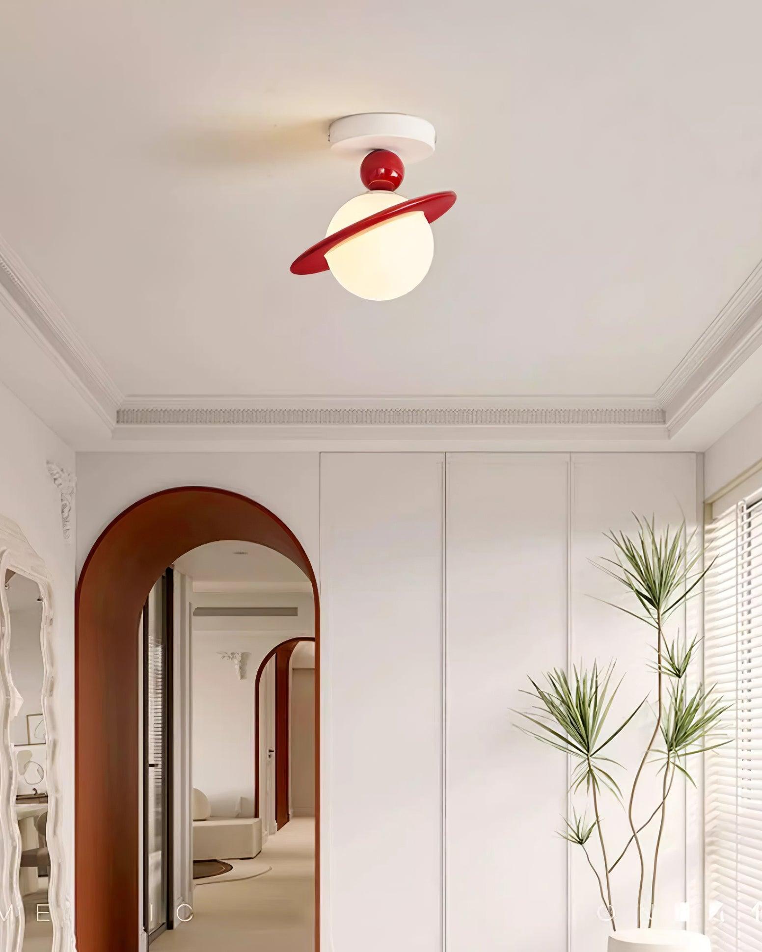 Selvian Ceiling Light Red and White Sputnik Retro-Neutral Decor