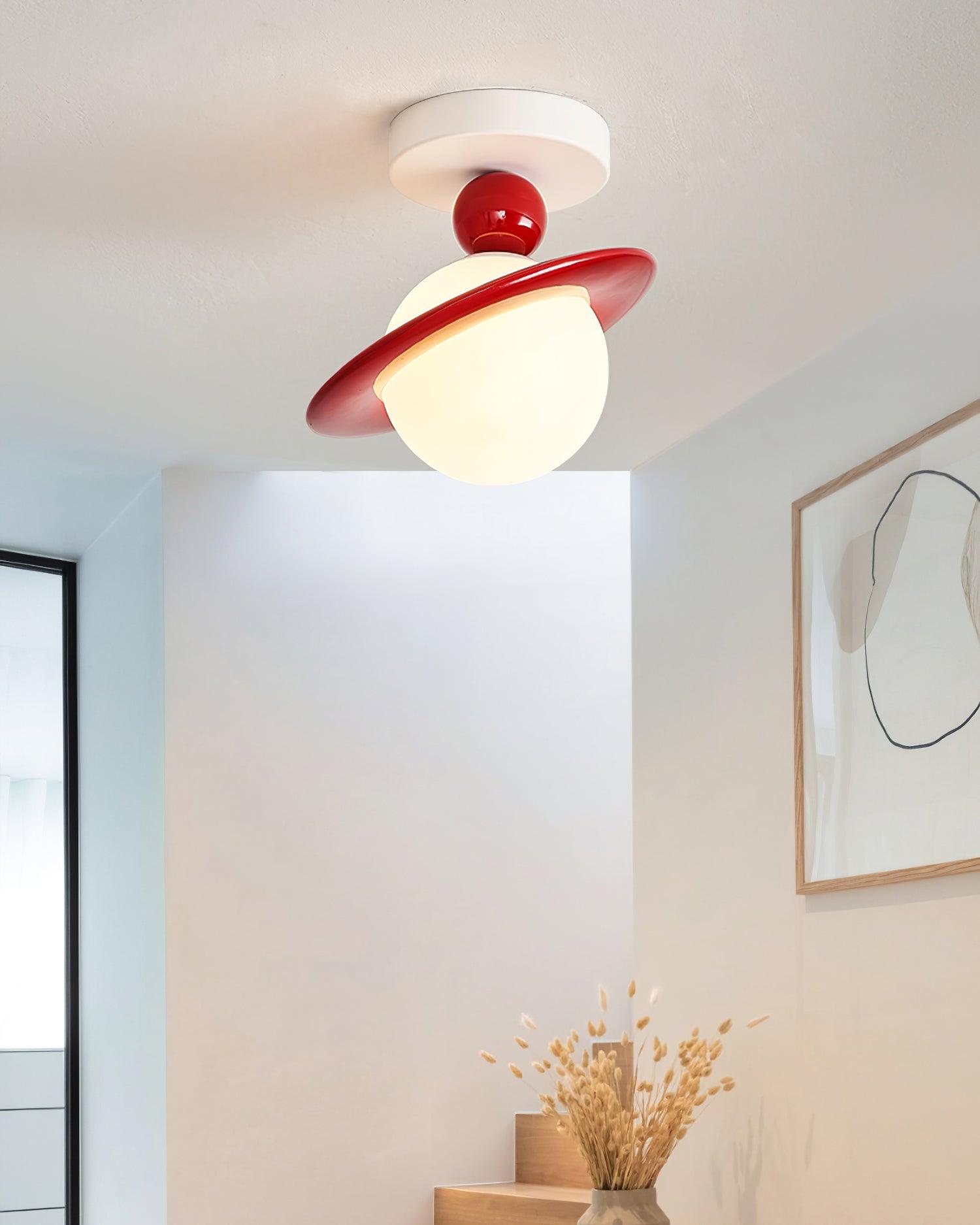 Selvian Ceiling Light Red and White Sputnik Retro-Neutral Decor