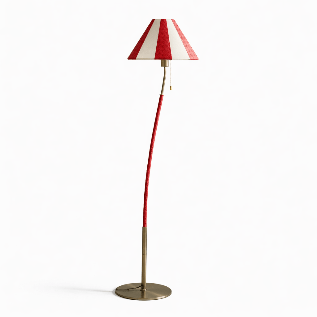 Verona Curved Striped Floor Lamp-Neutral Decor