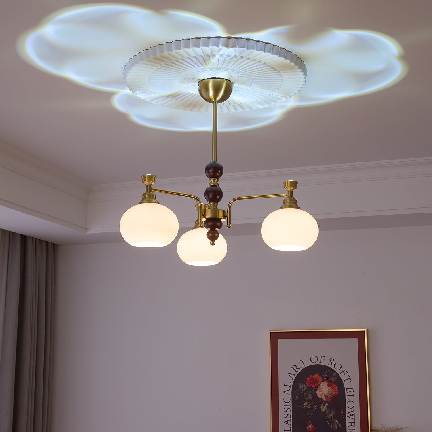 Aursolos Traditional Elegance Wood Glass Chandelier-Neutral Decor