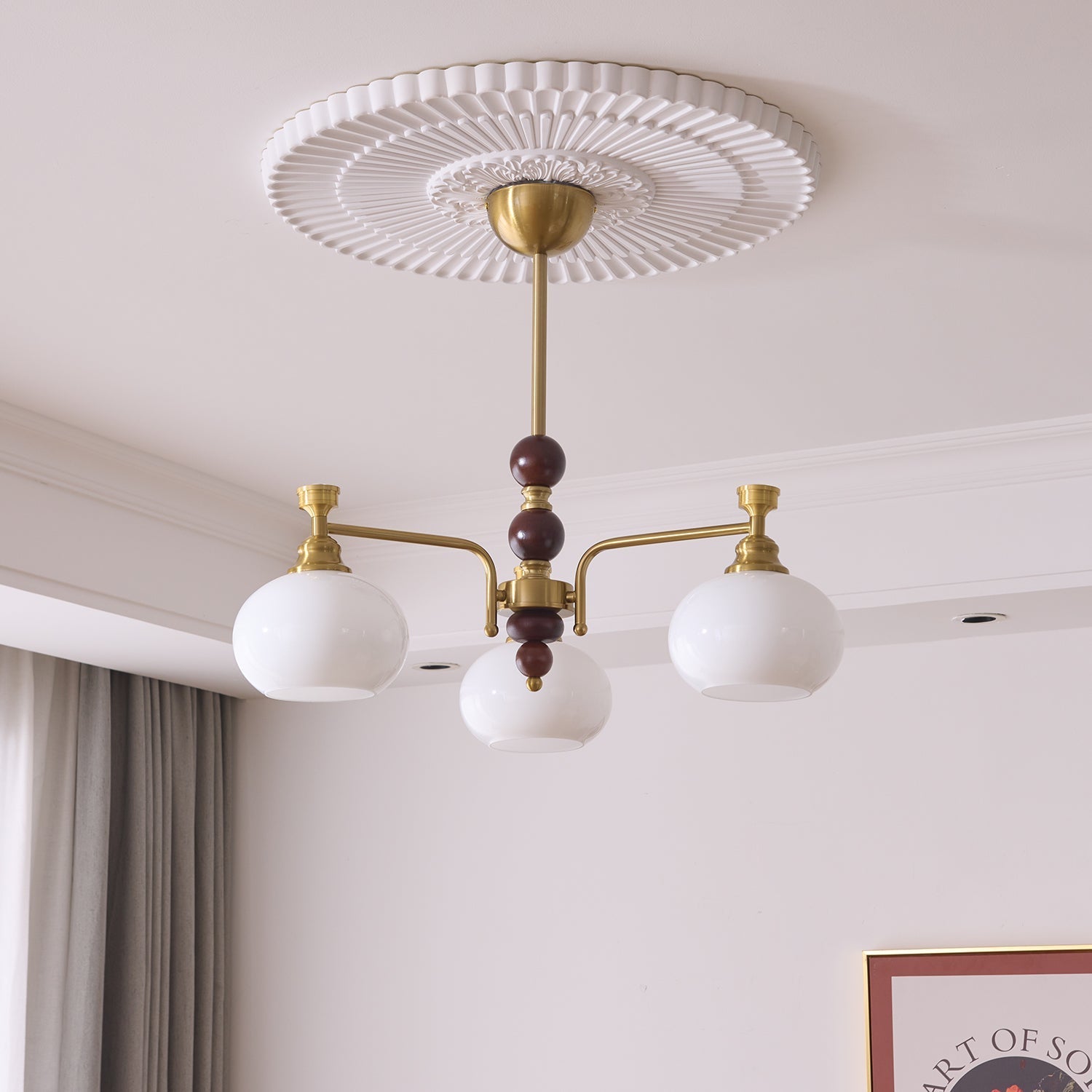 Aursolos Traditional Elegance Wood Glass Chandelier-Neutral Decor