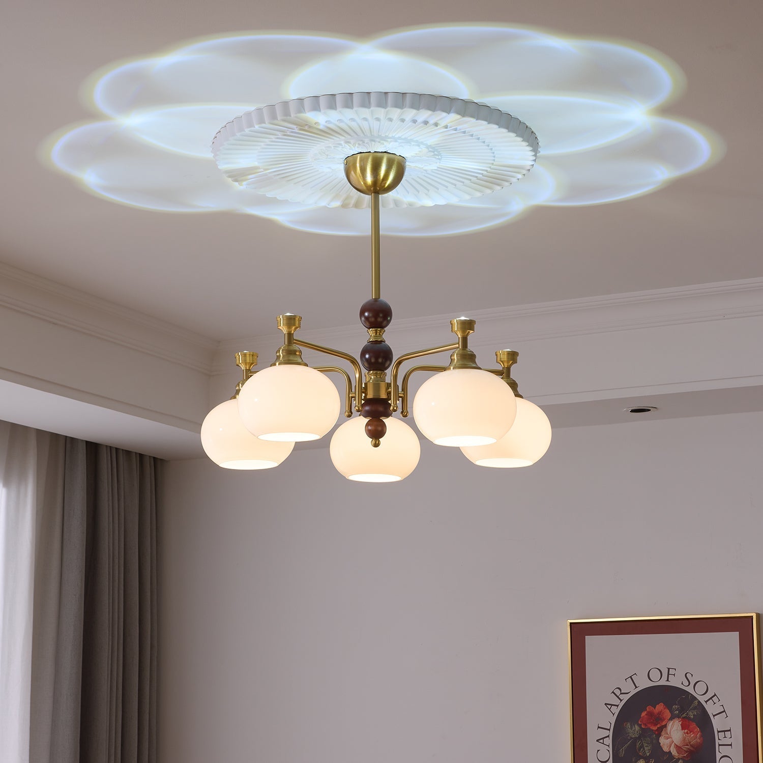 Aursolos Traditional Elegance Wood Glass Chandelier-Neutral Decor