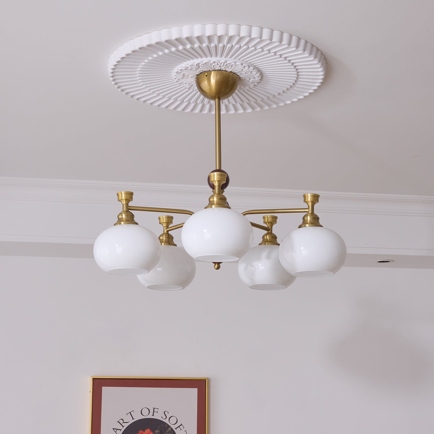 Aursolos Traditional Elegance Wood Glass Chandelier-Neutral Decor