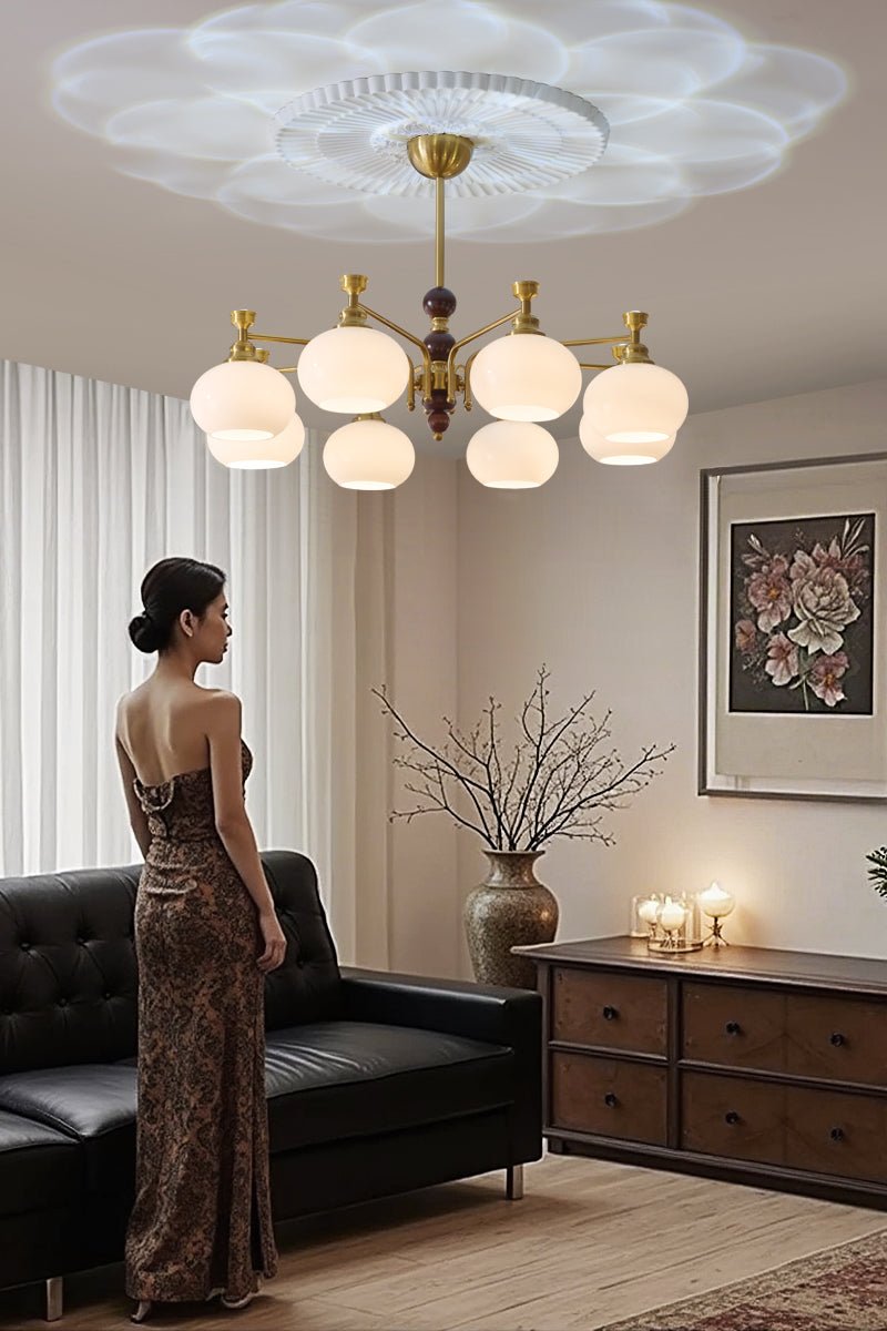 Aursolos Traditional Elegance Wood Glass Chandelier-Neutral Decor