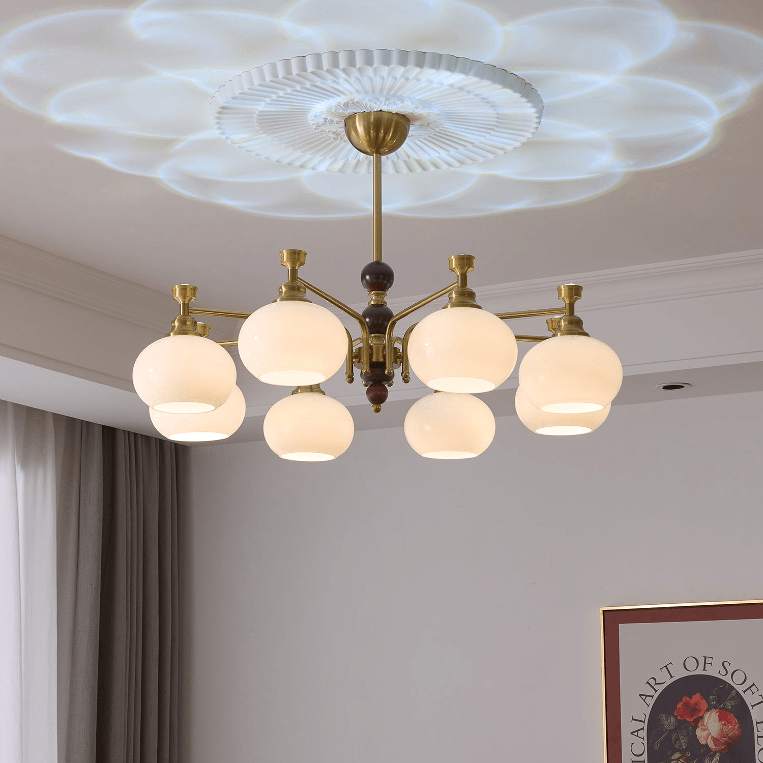 Aursolos Traditional Elegance Wood Glass Chandelier-Neutral Decor