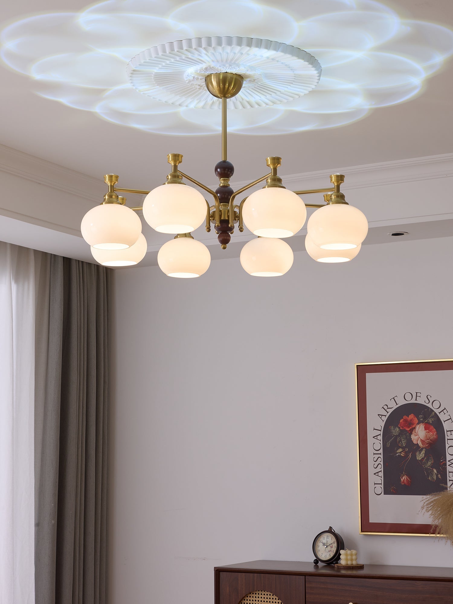 Aursolos Traditional Elegance Wood Glass Chandelier-Neutral Decor