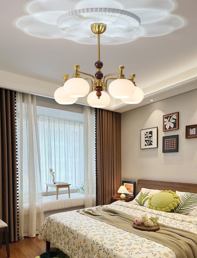 Aursolos Traditional Elegance Wood Glass Chandelier-Neutral Decor