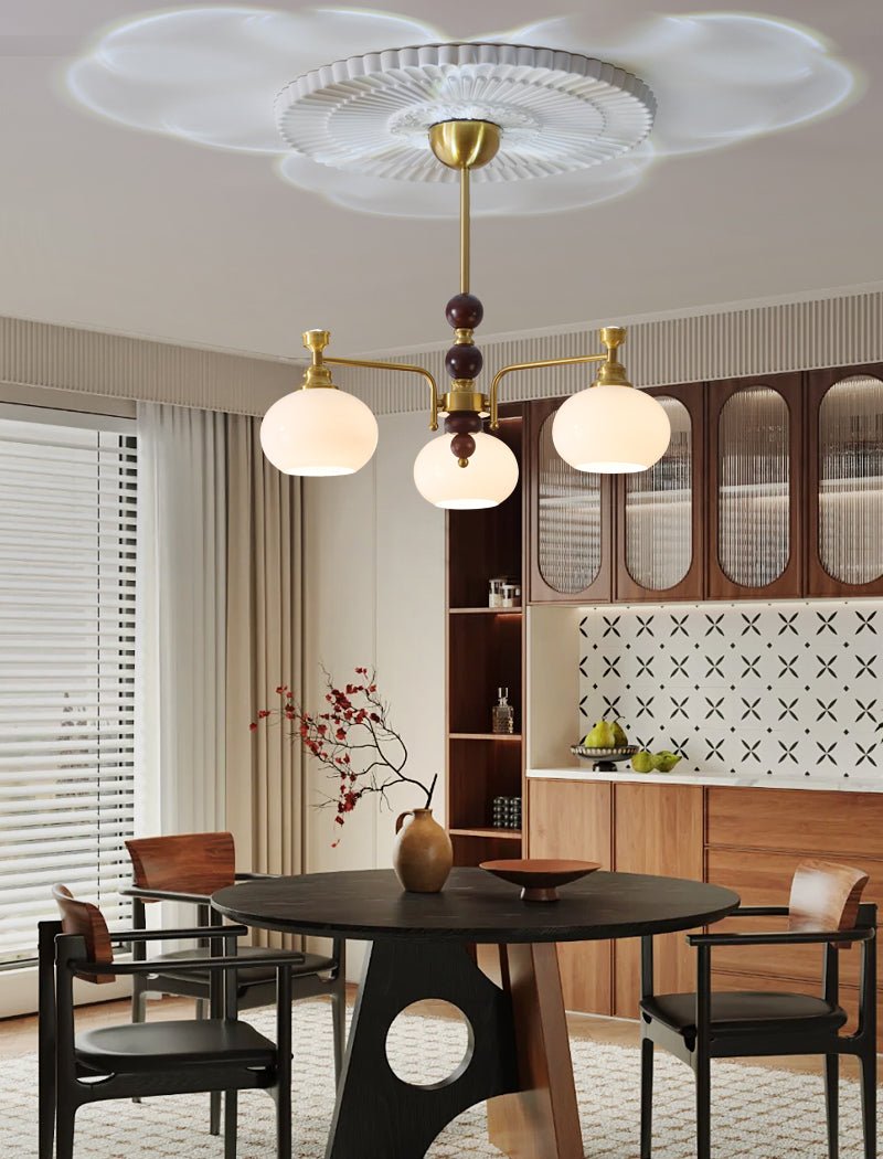 Aursolos Traditional Elegance Wood Glass Chandelier-Neutral Decor