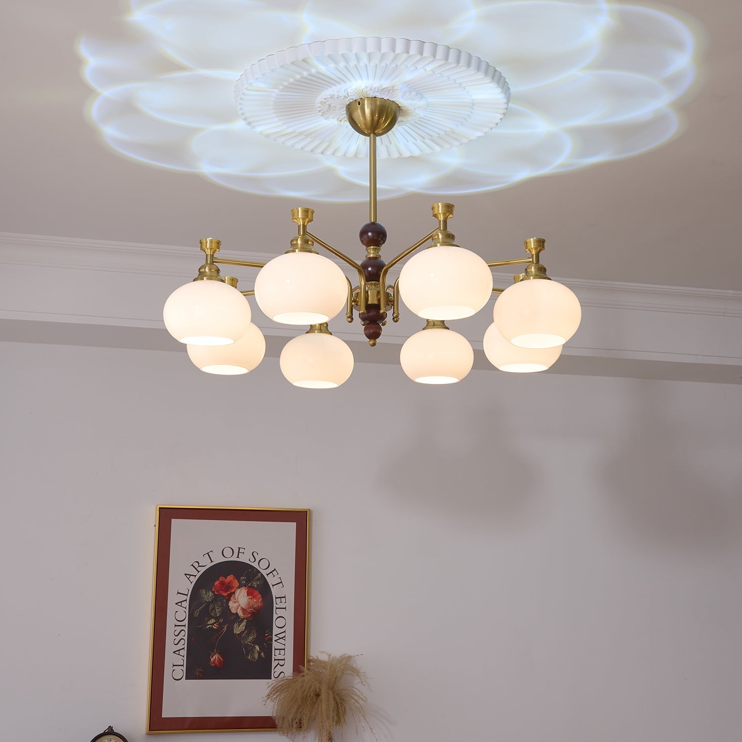 Aursolos Traditional Elegance Wood Glass Chandelier-Neutral Decor