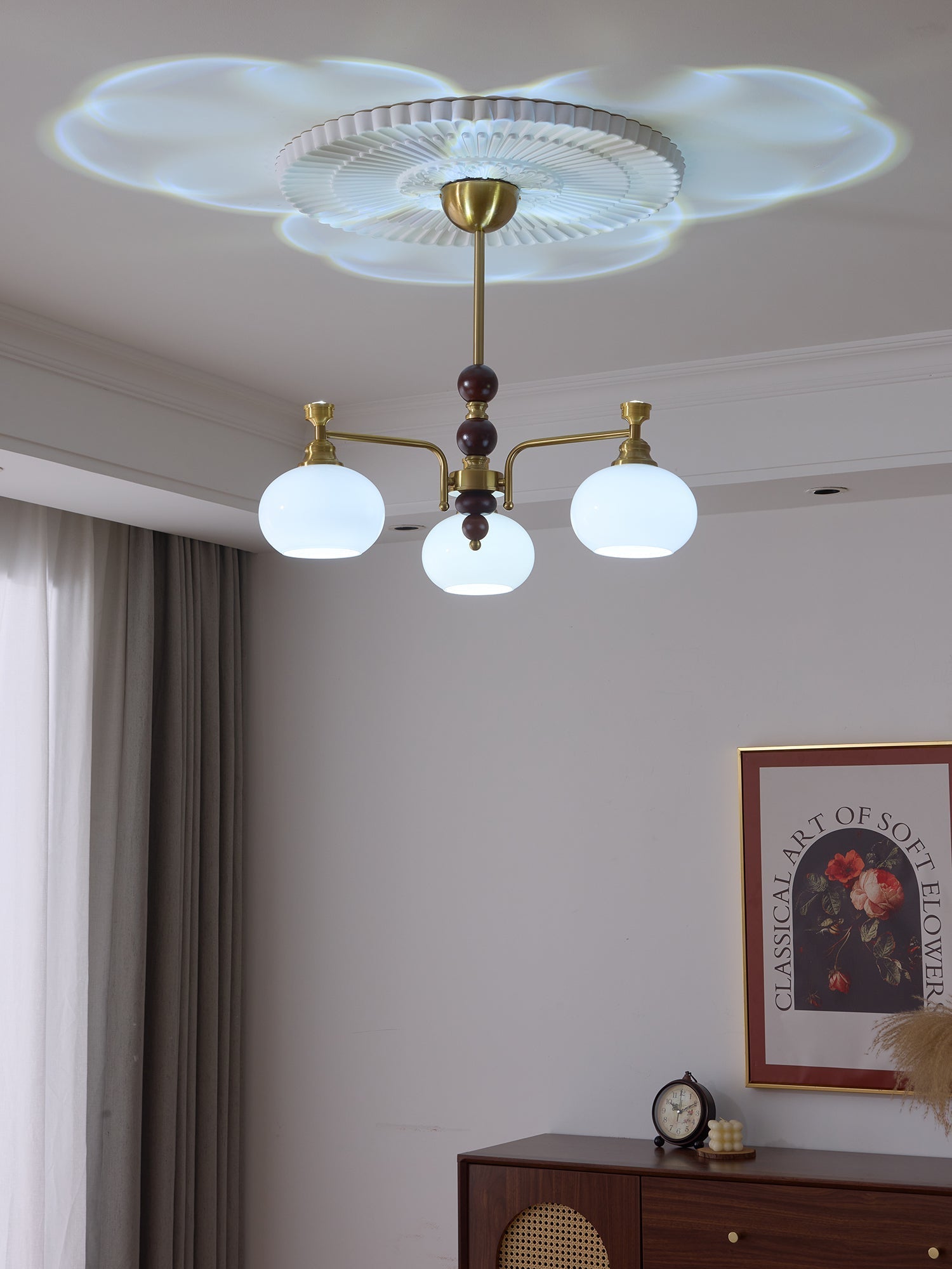 Aursolos Traditional Elegance Wood Glass Chandelier-Neutral Decor