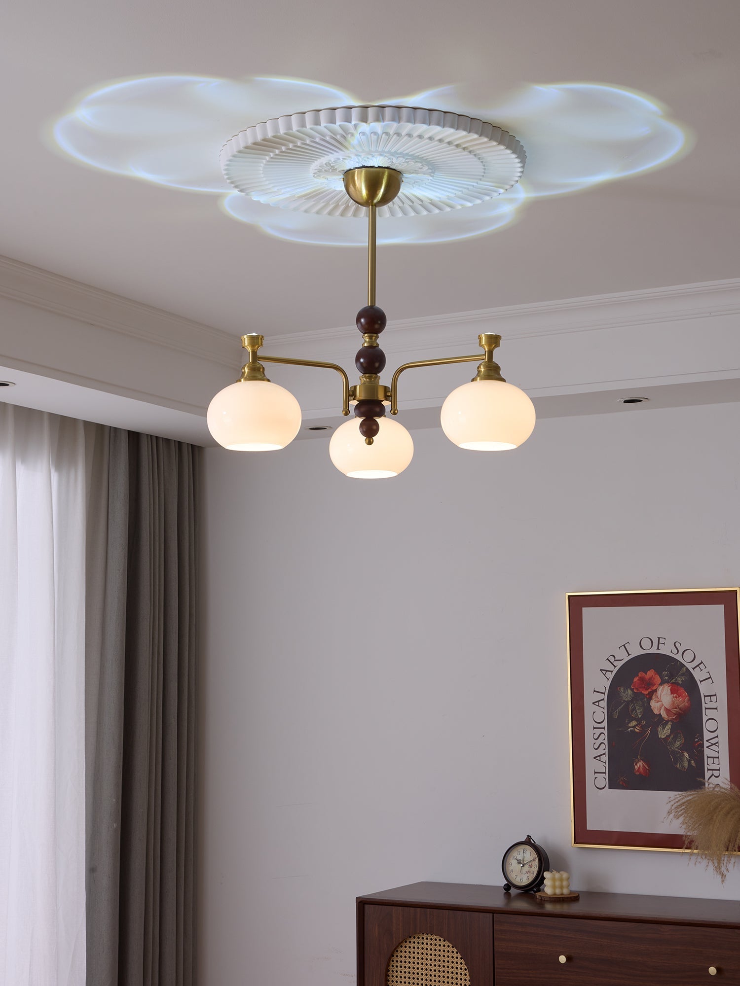 Aursolos Traditional Elegance Wood Glass Chandelier-Neutral Decor