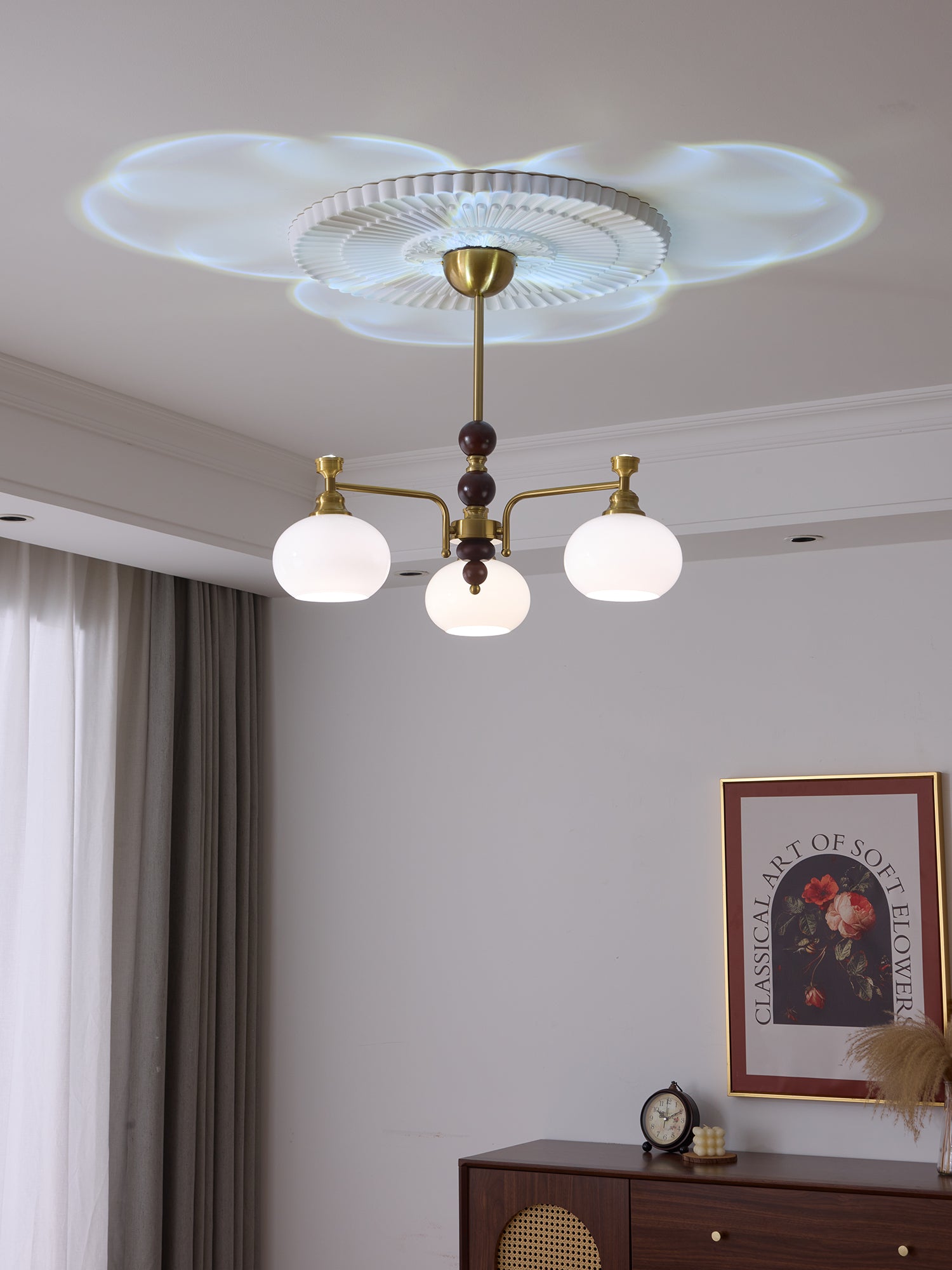 Aursolos Traditional Elegance Wood Glass Chandelier-Neutral Decor