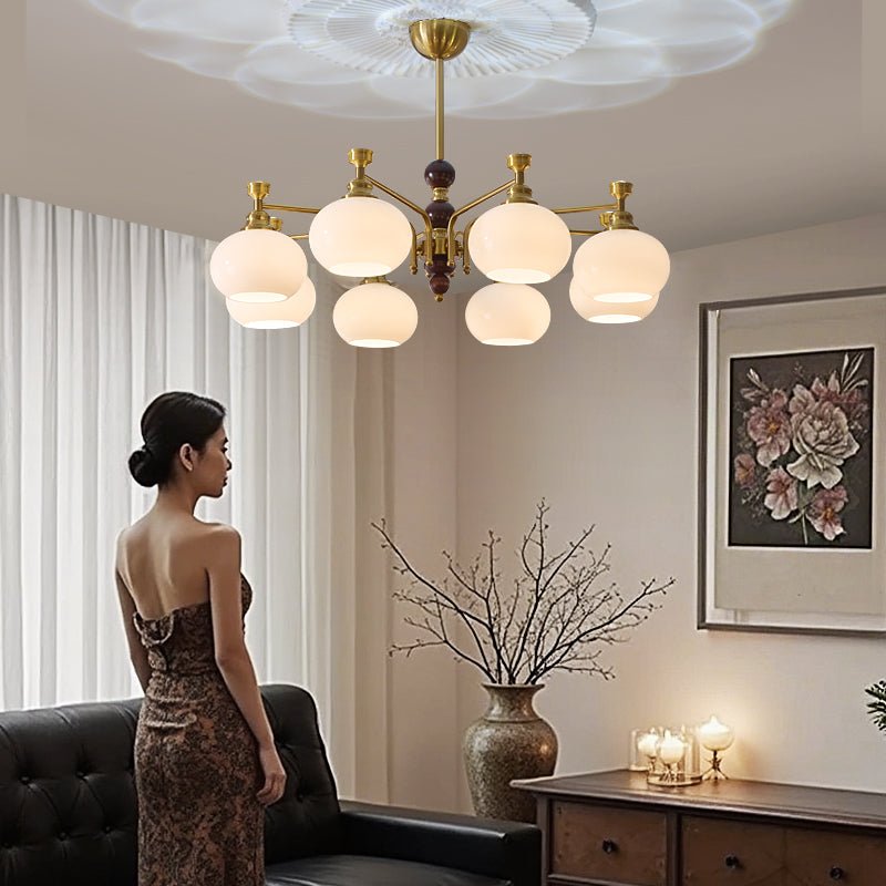 Aursolos Traditional Elegance Wood Glass Chandelier-Neutral Decor