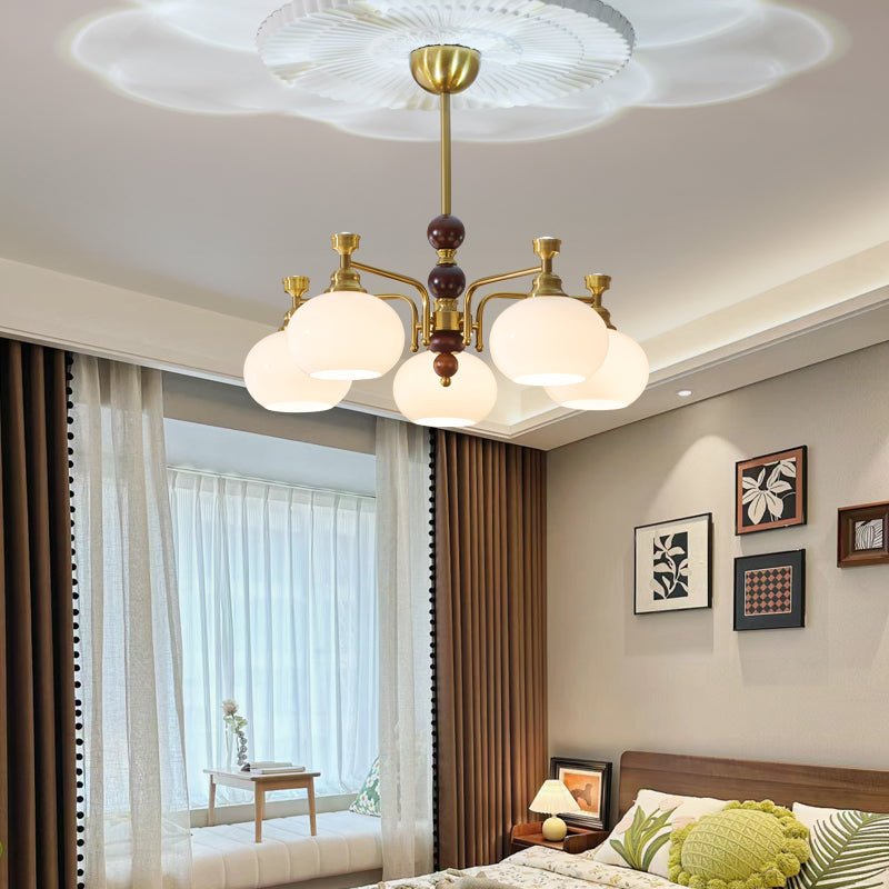 Aursolos Traditional Elegance Wood Glass Chandelier-Neutral Decor