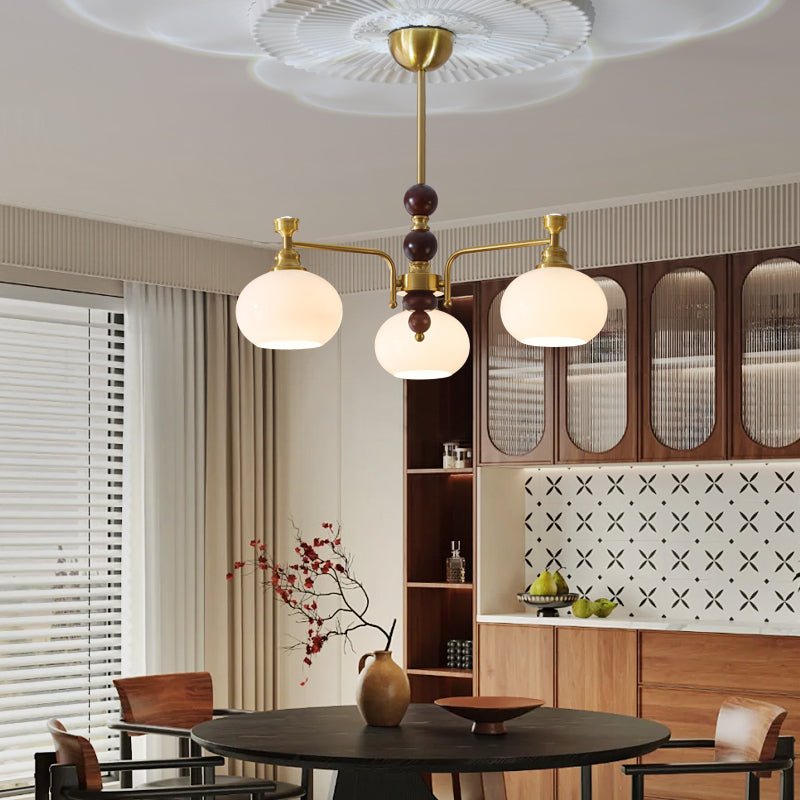 Aursolos Traditional Elegance Wood Glass Chandelier-Neutral Decor