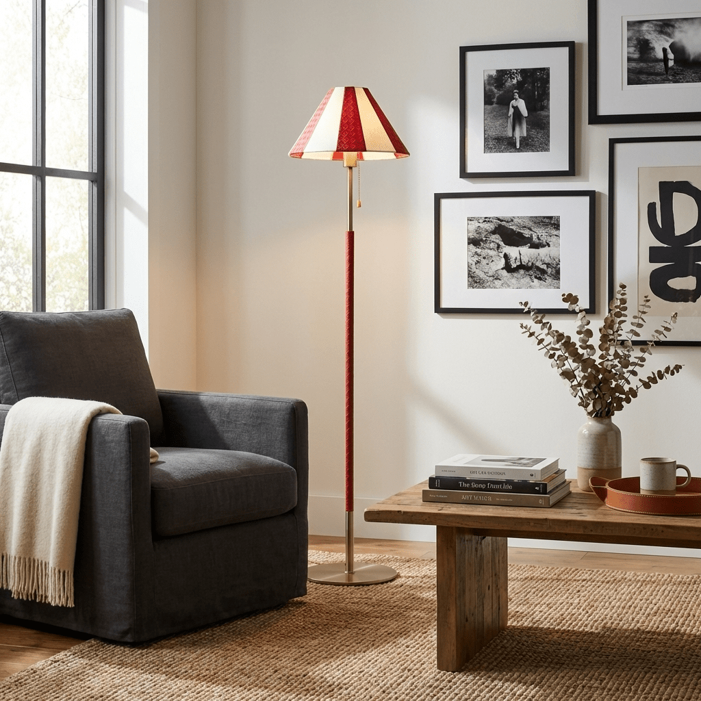 Verona Striped Floor Lamp-Neutral Decor
