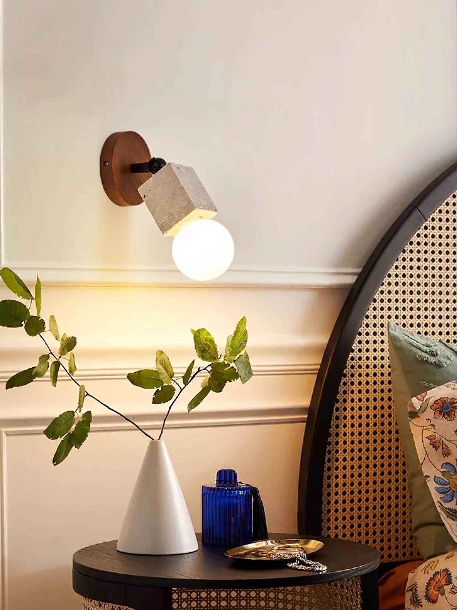 Zarinila Cylindrical-Tube Travertine Wall Light-Neutral Decor